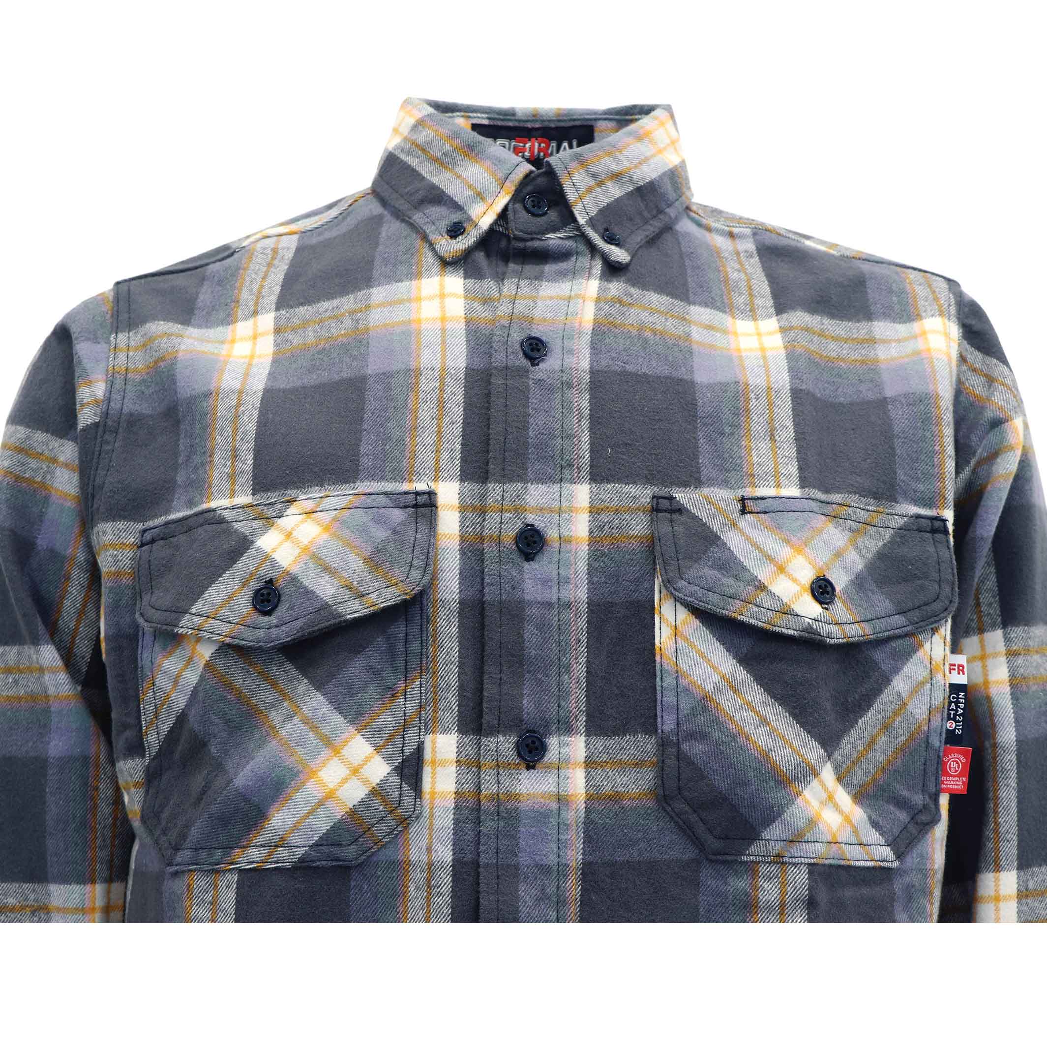 9.5OZ Plaid Flannel Shirts With Button-3818