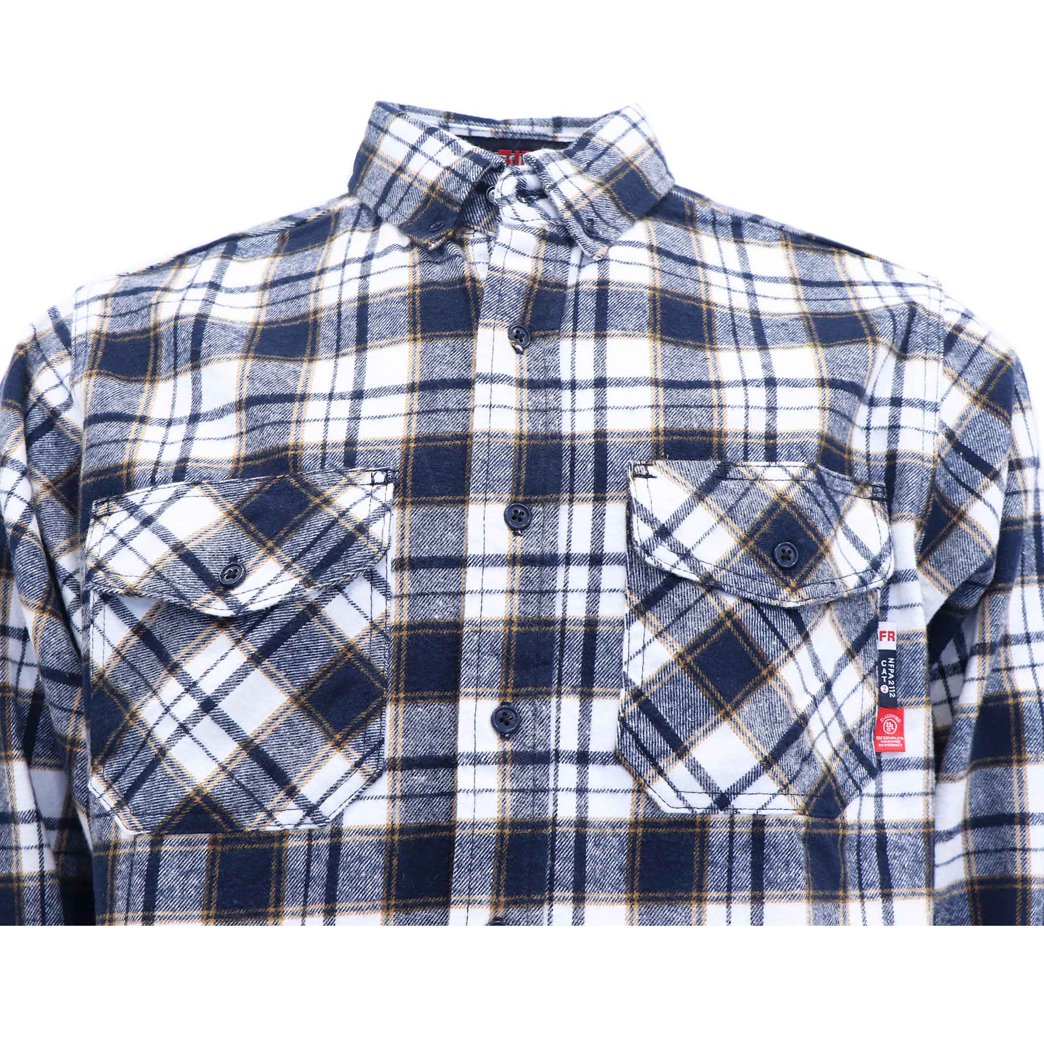 9.5OZ Plaid Flannel Shirts With Button-3818