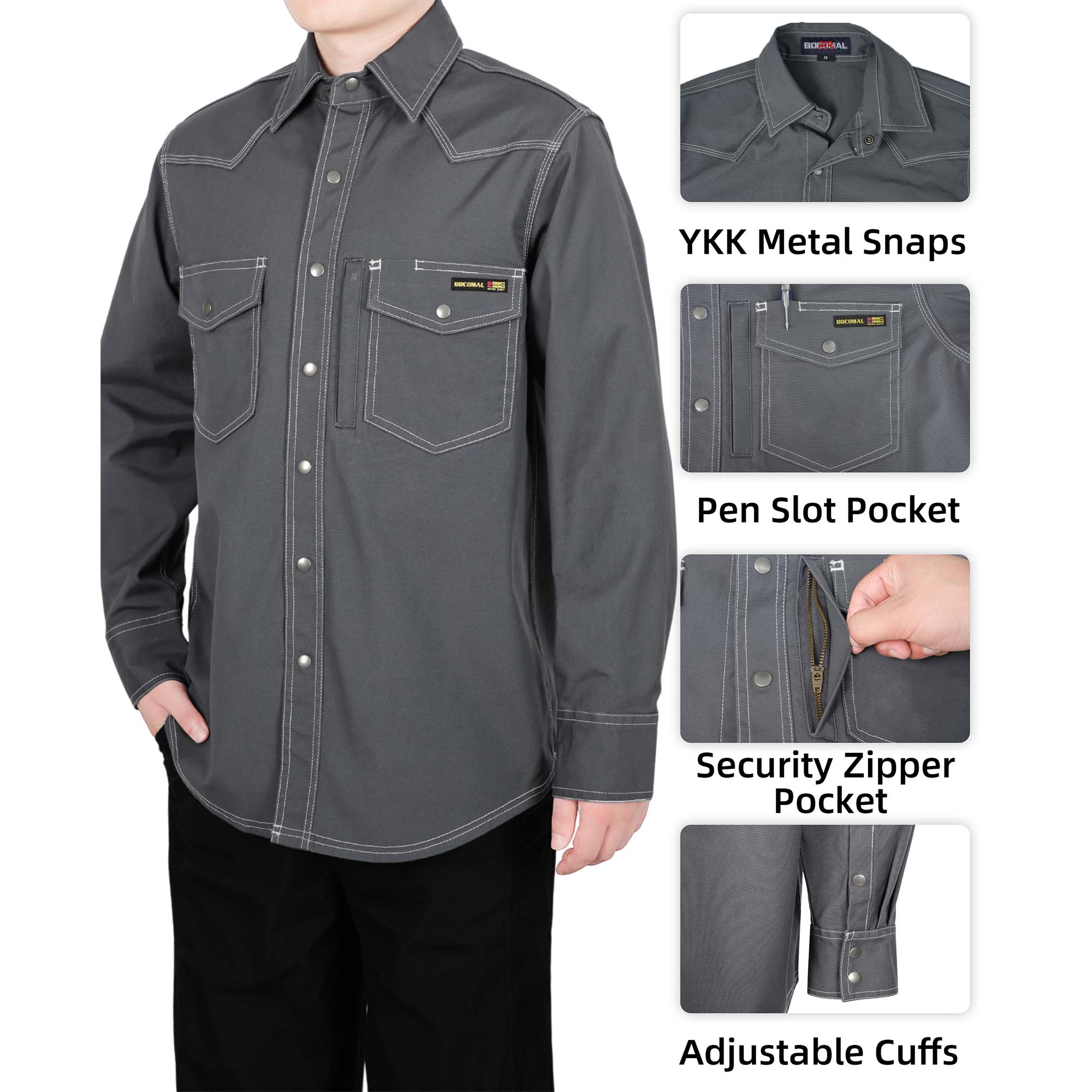 8.5OZ Heavyweight Stretch Canvas FR Welding Shirts-0932