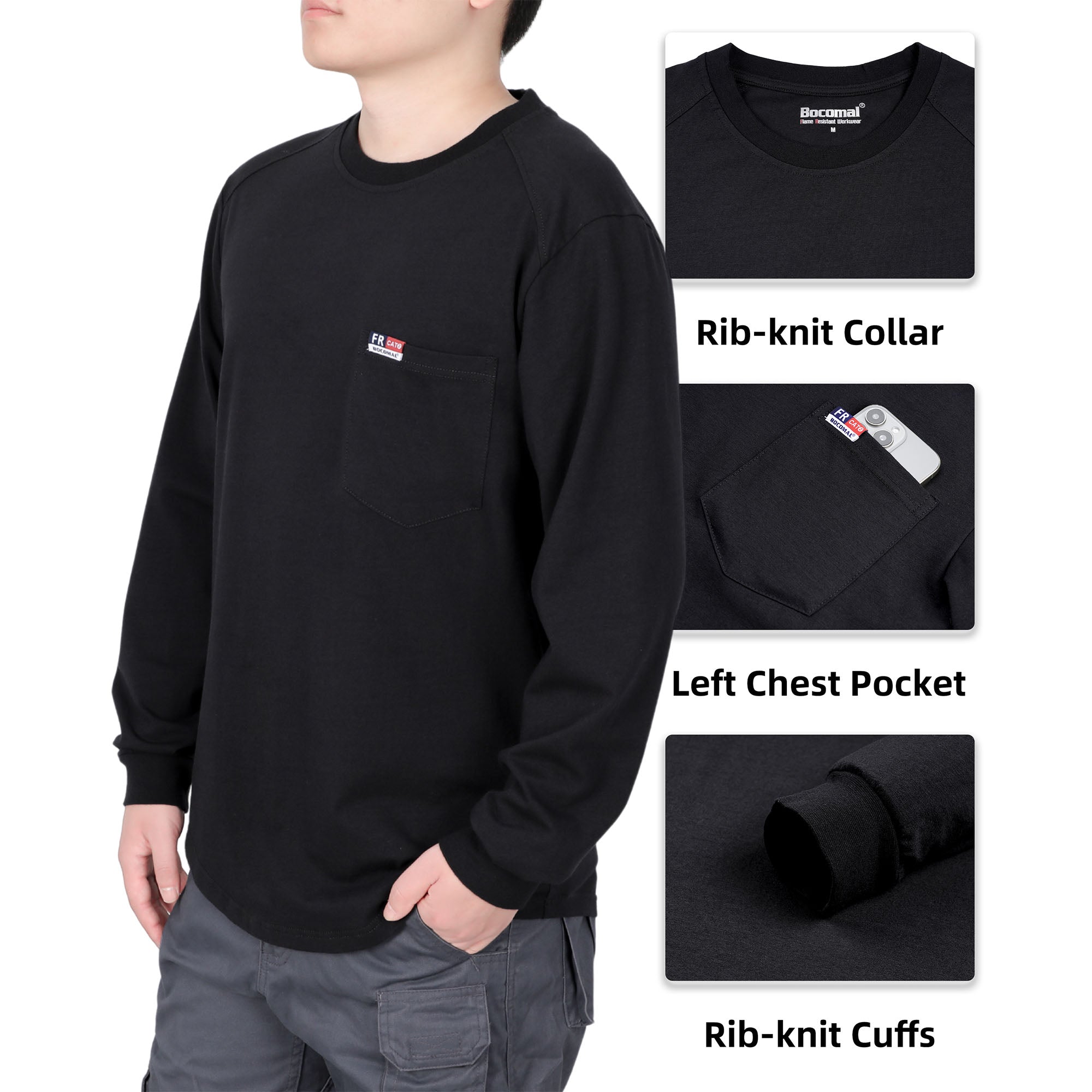 6OZ Crewneck Cotton Tencel Heather Blended FR Work T-Shirt - A335
