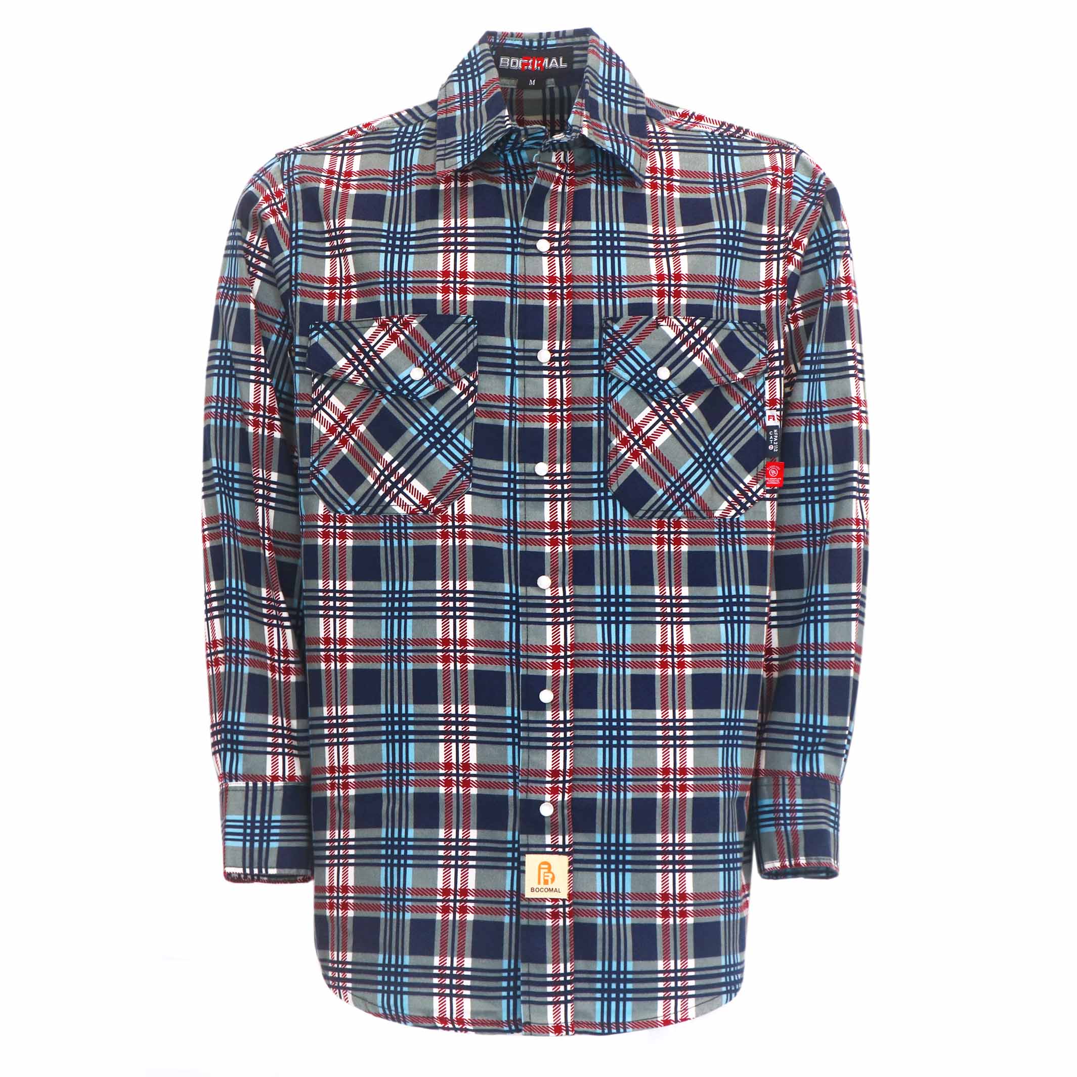 6.5OZ Printed Plaid Shirts With Pearl Snap (Final Sale)-3916