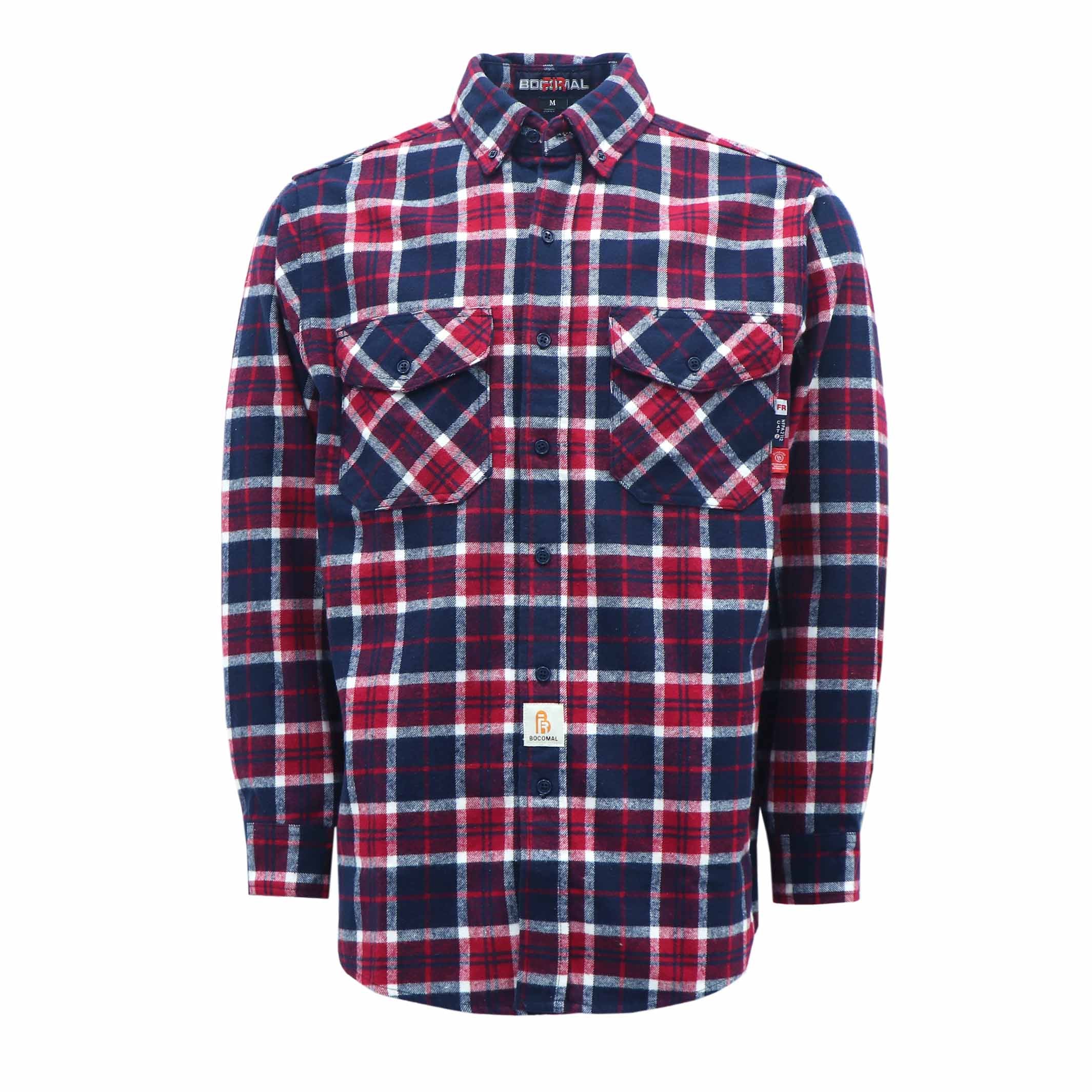 9.5OZ Plaid Flannel Shirts With Button-3818
