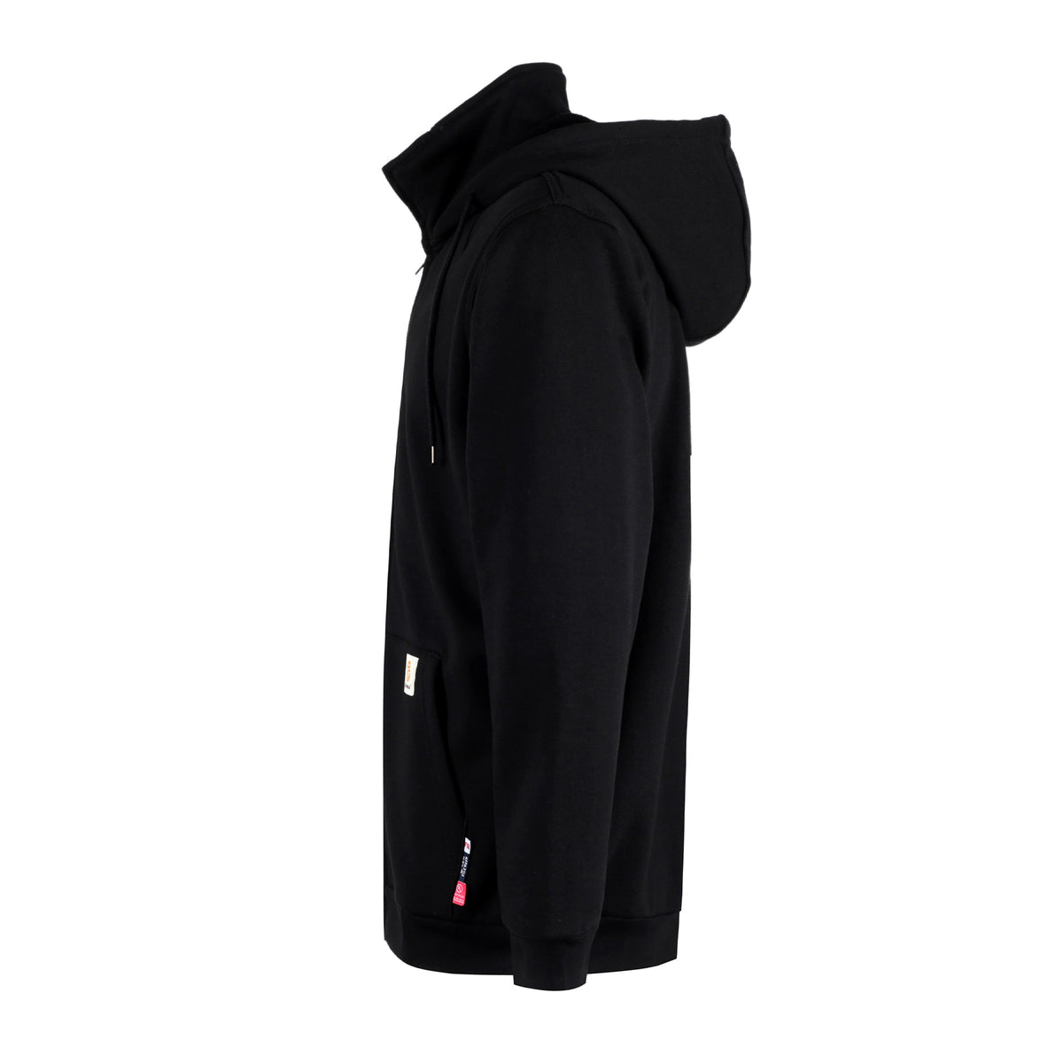 Bocomal black zip-front FR hoodie side view