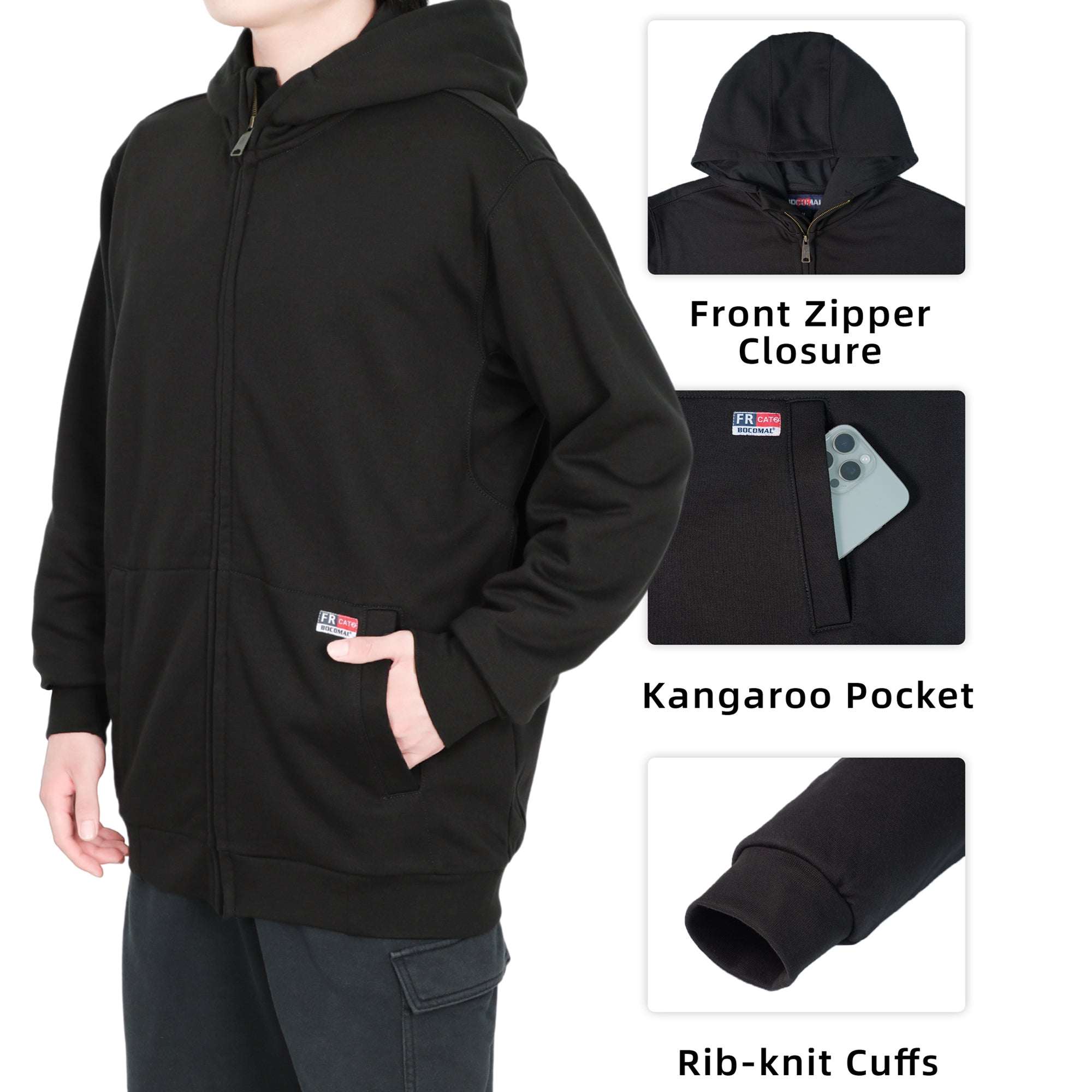12.5OZ Heavyweight Permanent FR Modacrylic Cotton Hooded Sweatshirts-9634/9534