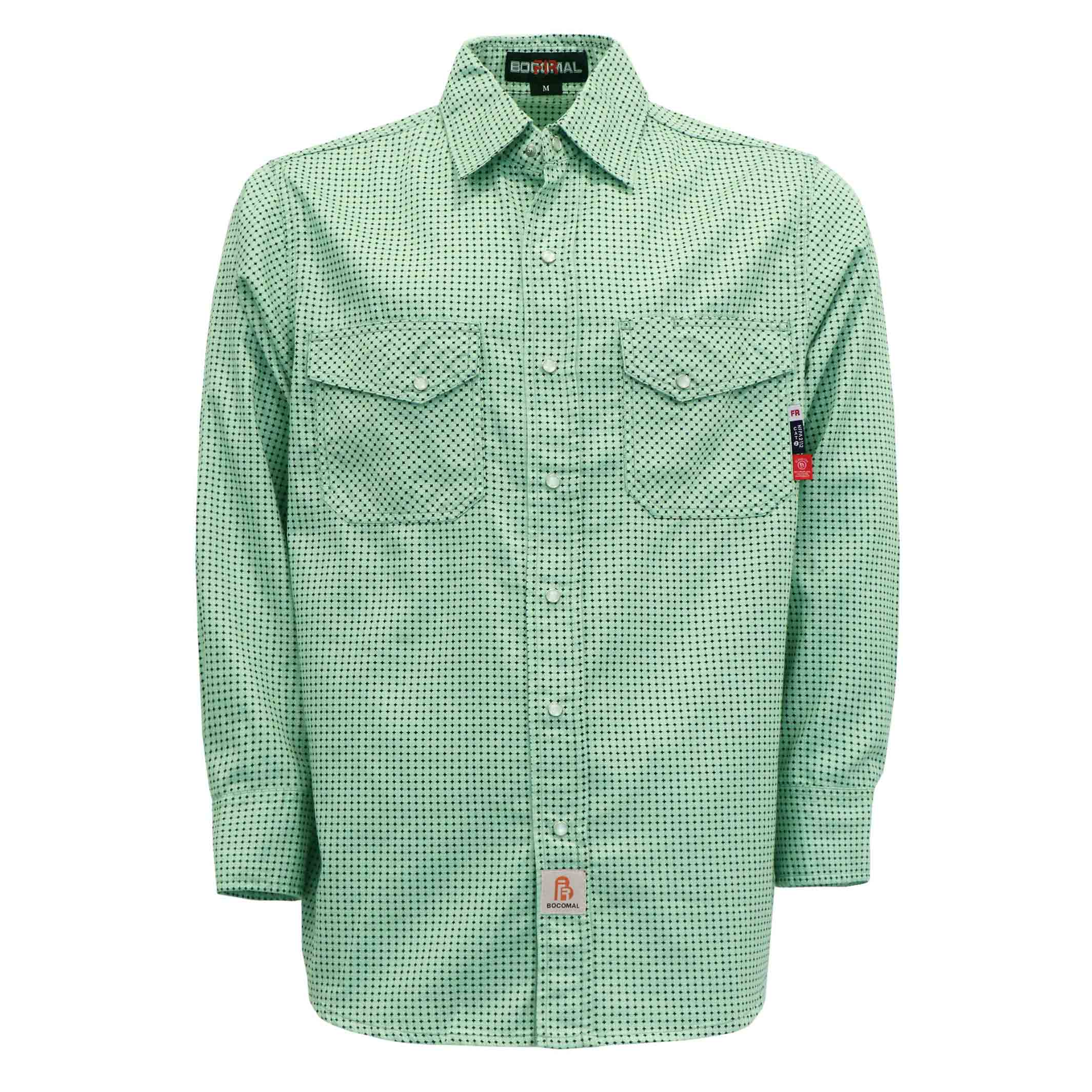6.5OZ Printed Plaid Shirts With Pearl Snap (Final Sale)-3916