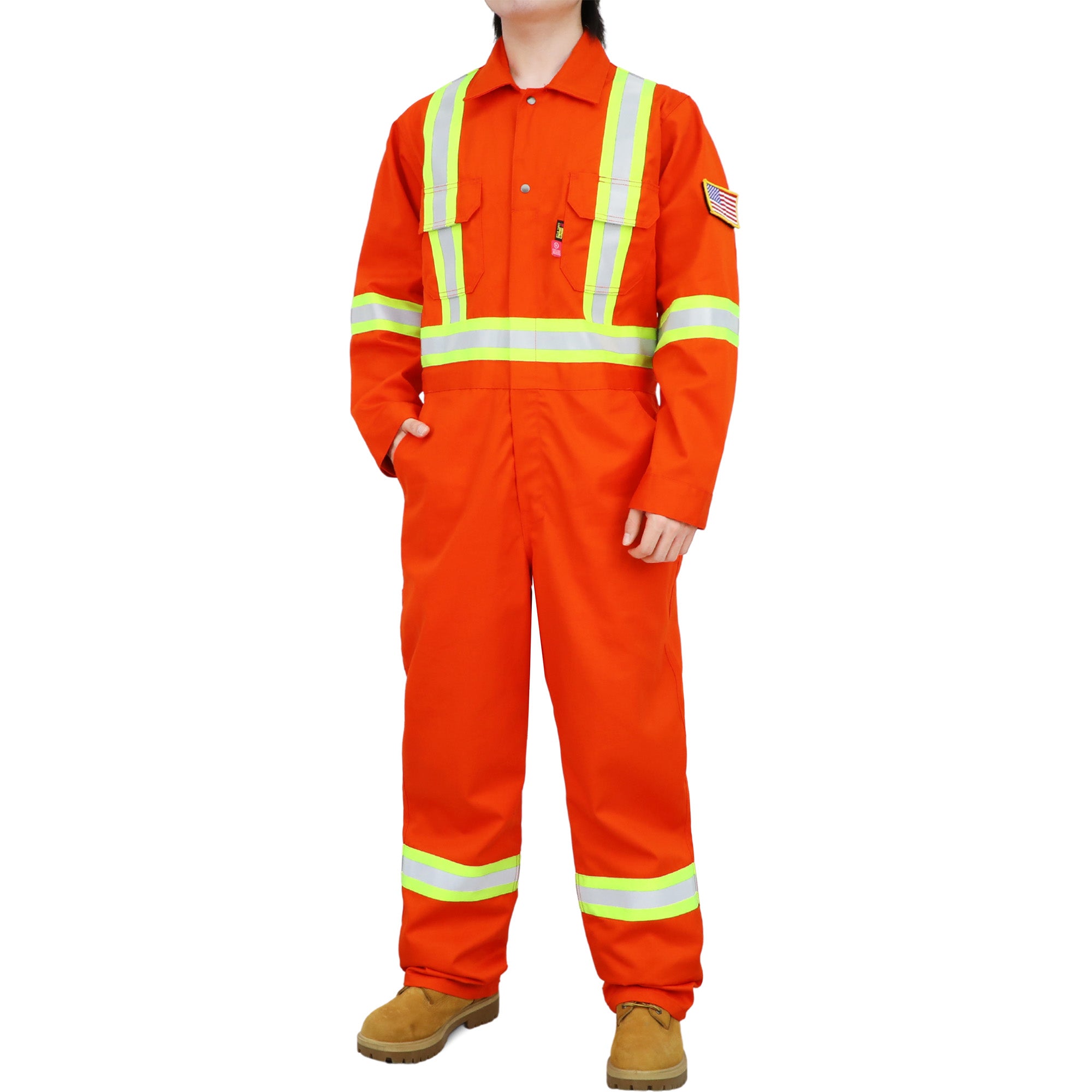 7.5OZ Cotton Twill FR Hi Vis Work Coverall - 2401HV
