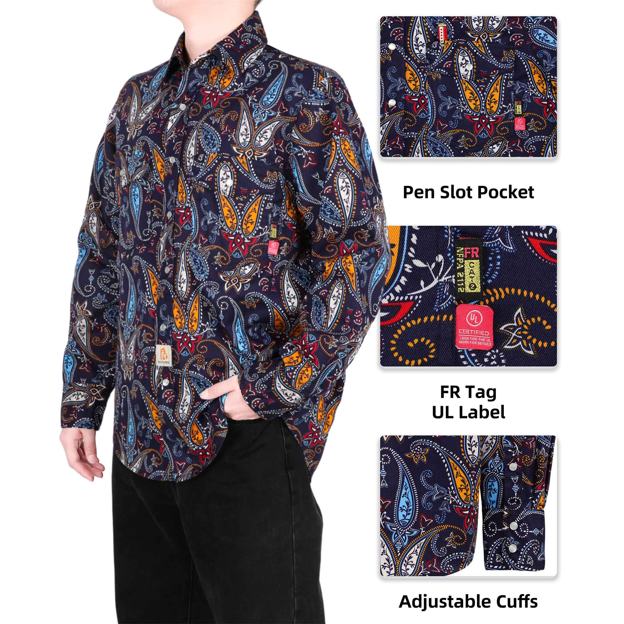 6.5OZ Lightweight Printed FR Shirts With Pearl Snap (Clearance: Limit 2pcs)