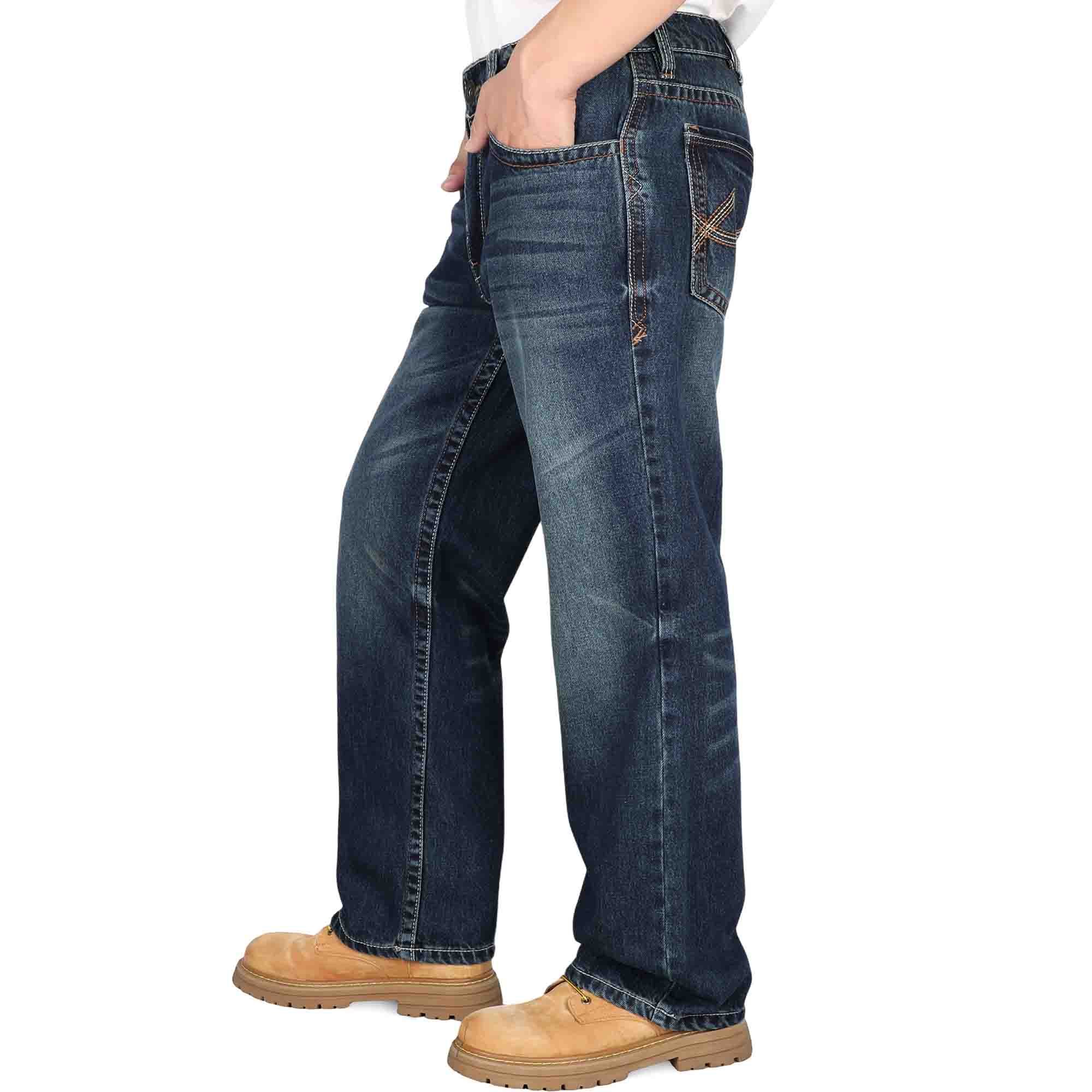 Straight Leg FR Jeans‑Navy‑Side