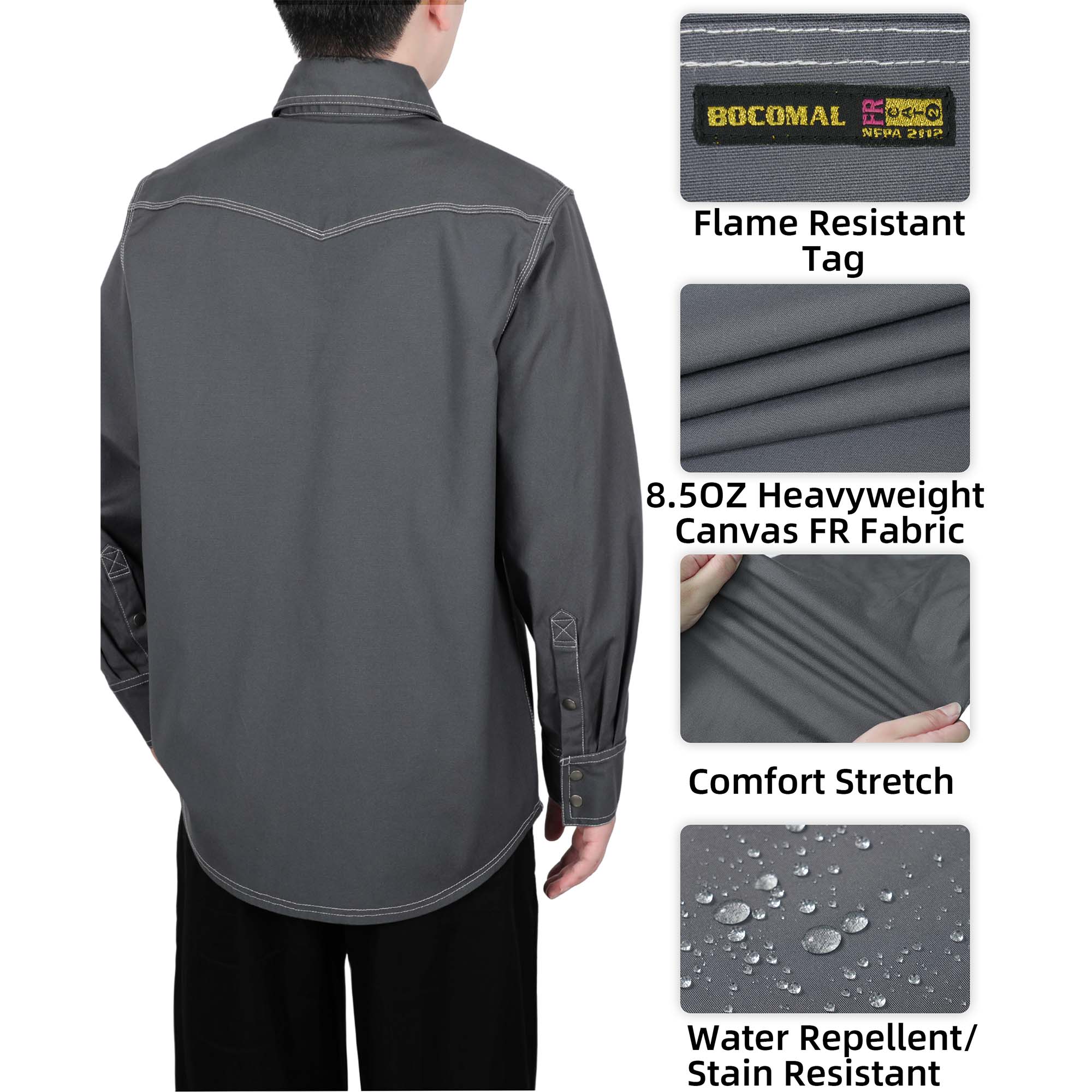 8.5OZ Heavyweight Stretch Canvas FR Welding Shirts-0932