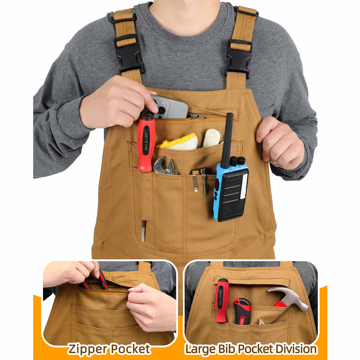Bocomal 8704 zip-front insulated FR bib overalls product feature image