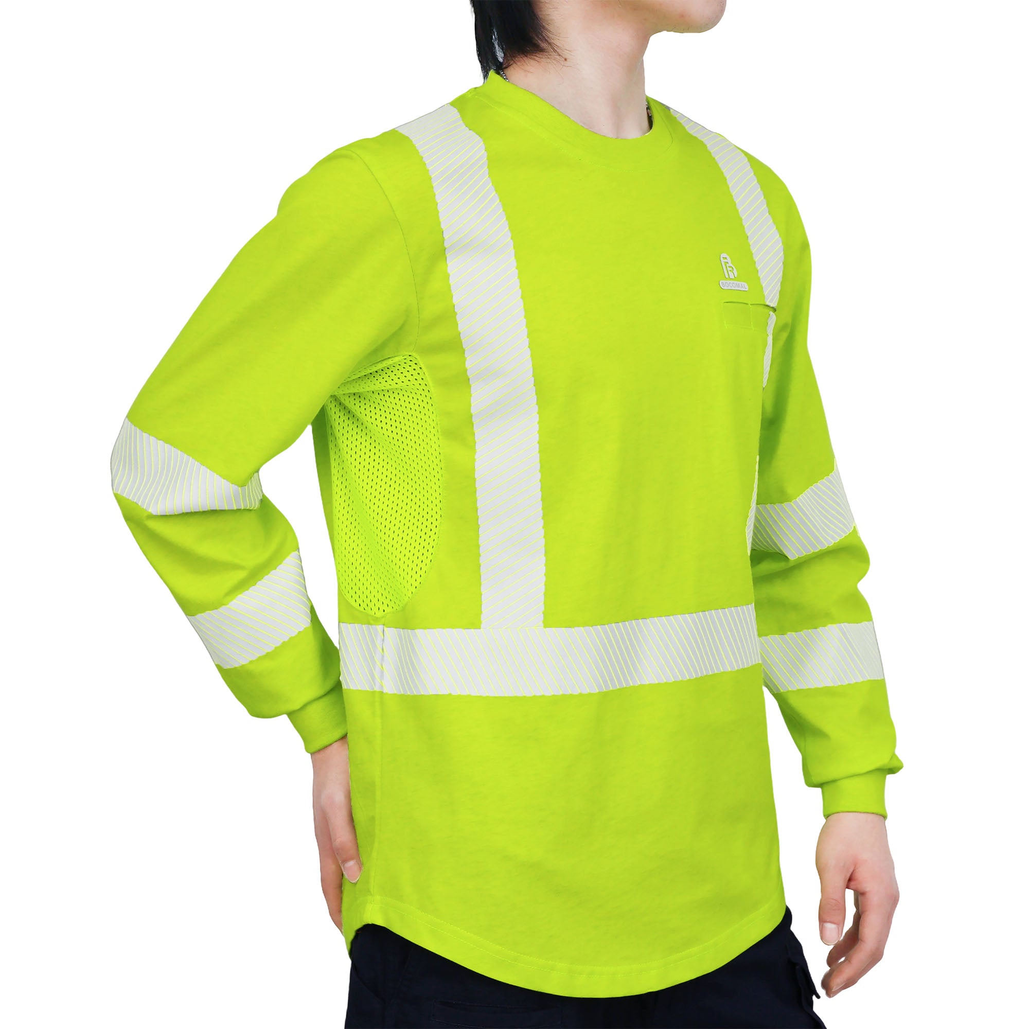 5.5 oz Vented Hi-Vis FR Long Sleeve T-Shirt | Bocomal