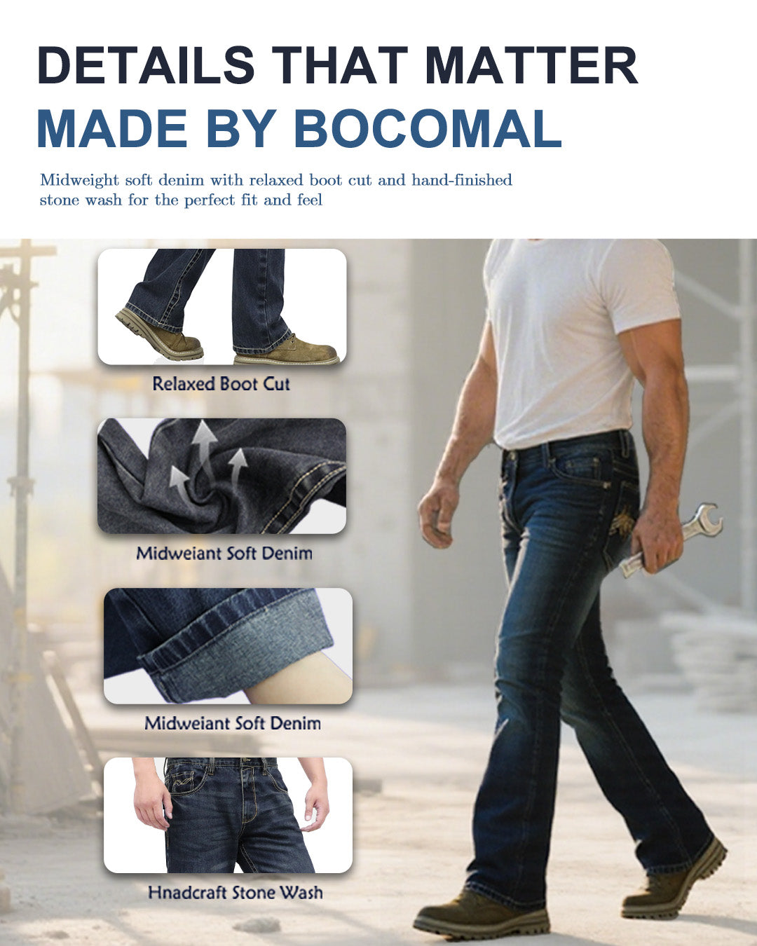 10OZ Midweight EX-Soft Relaxed Boot Vintage Washed FR Jeans-8306