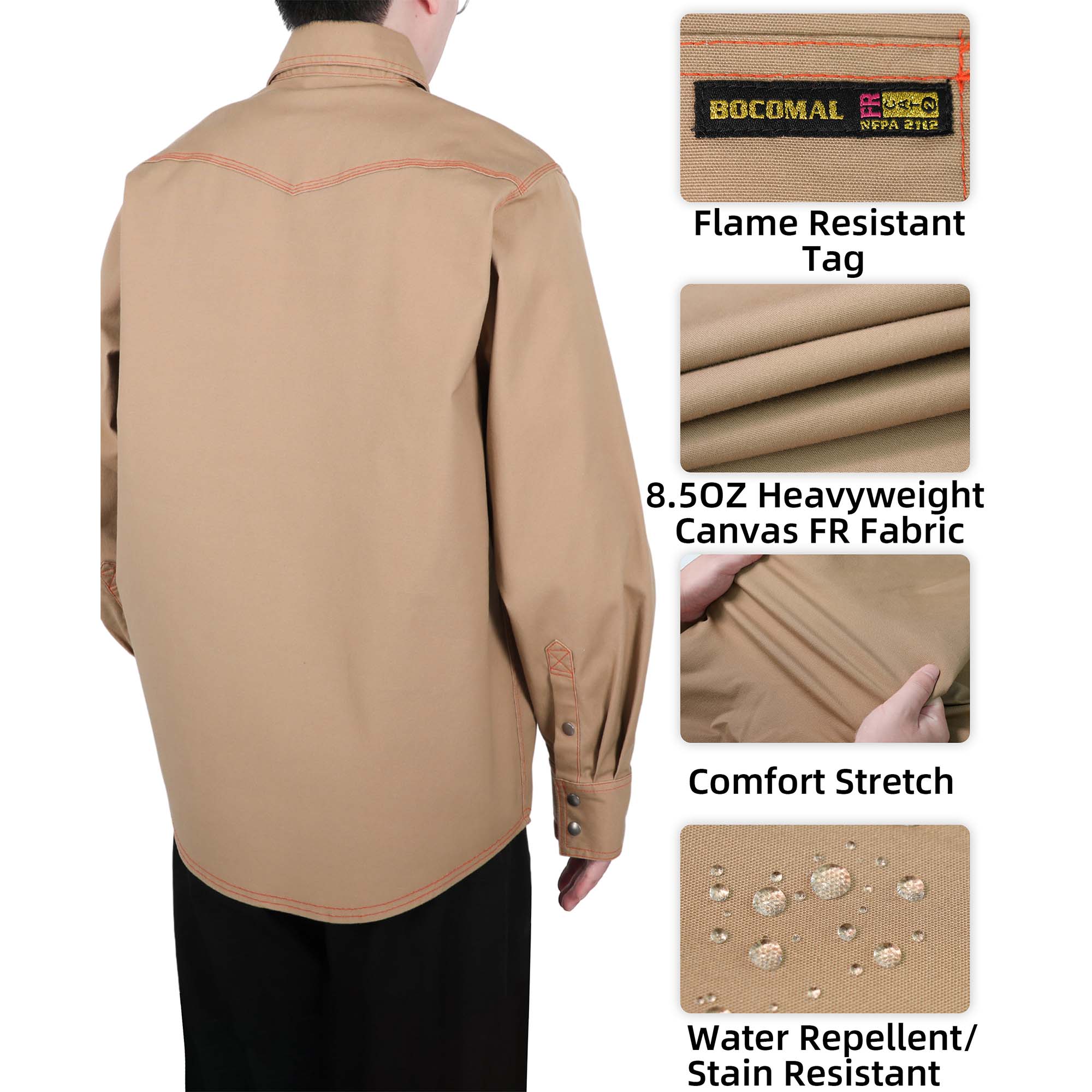 8.5OZ Heavyweight Stretch Canvas FR Welding Shirts-0932