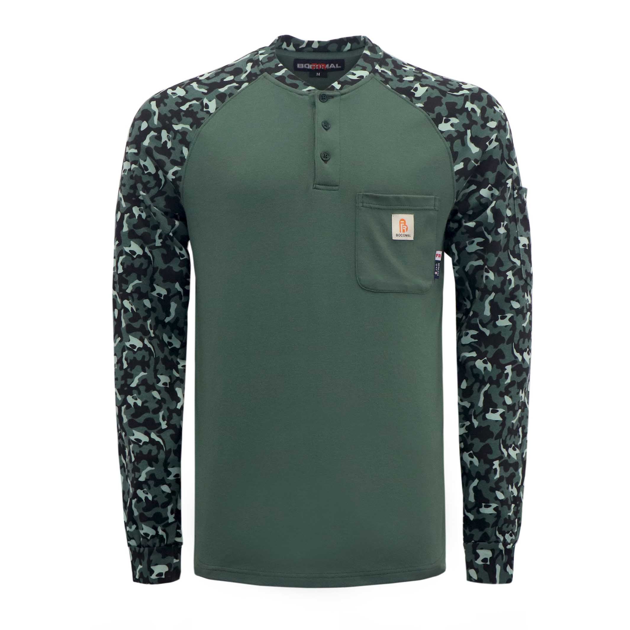 7OZ Button Pullover T-Shirt/Camouflage-5703