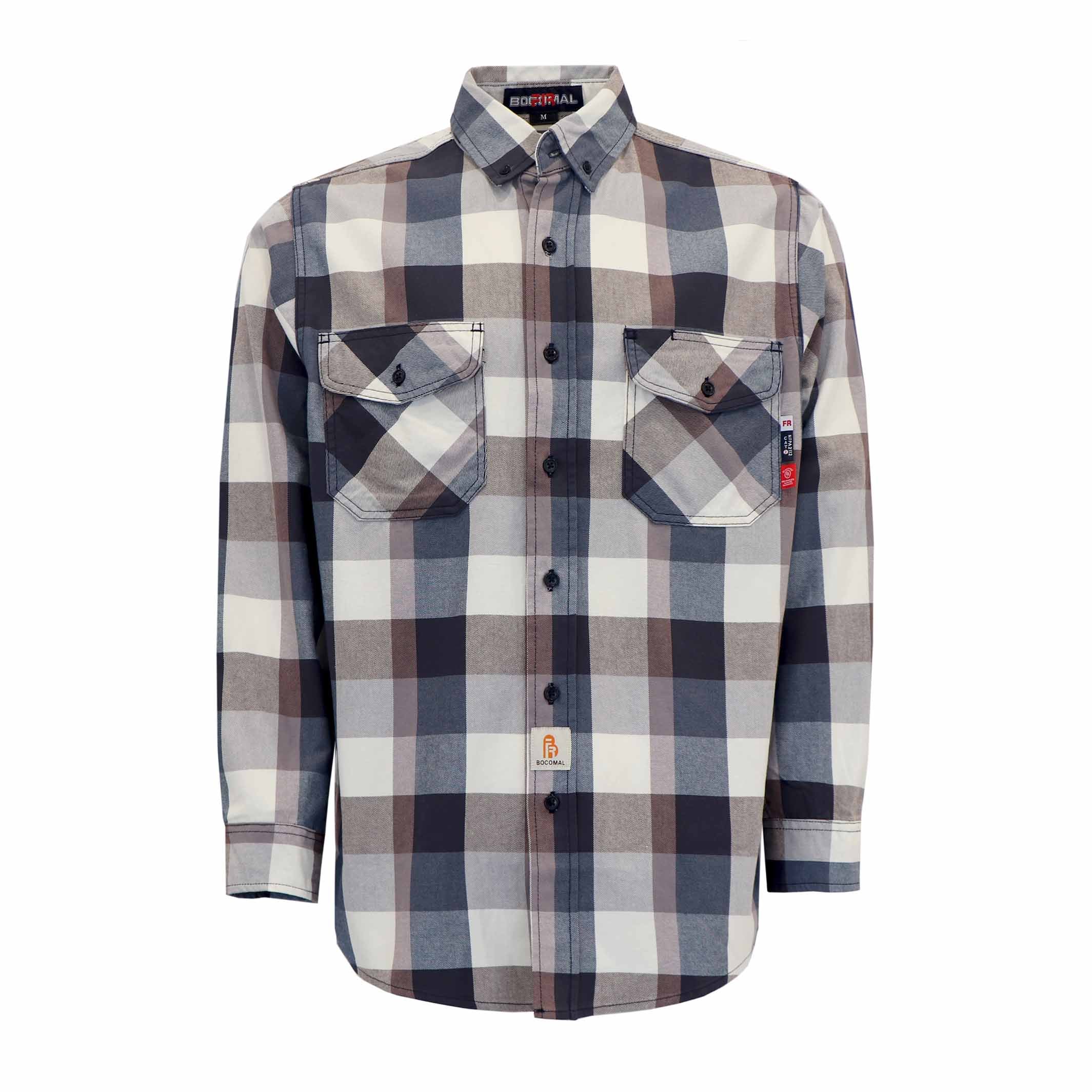 6.5OZ Big Printed Plaid Shirts With Button(Final Sale) - 3810