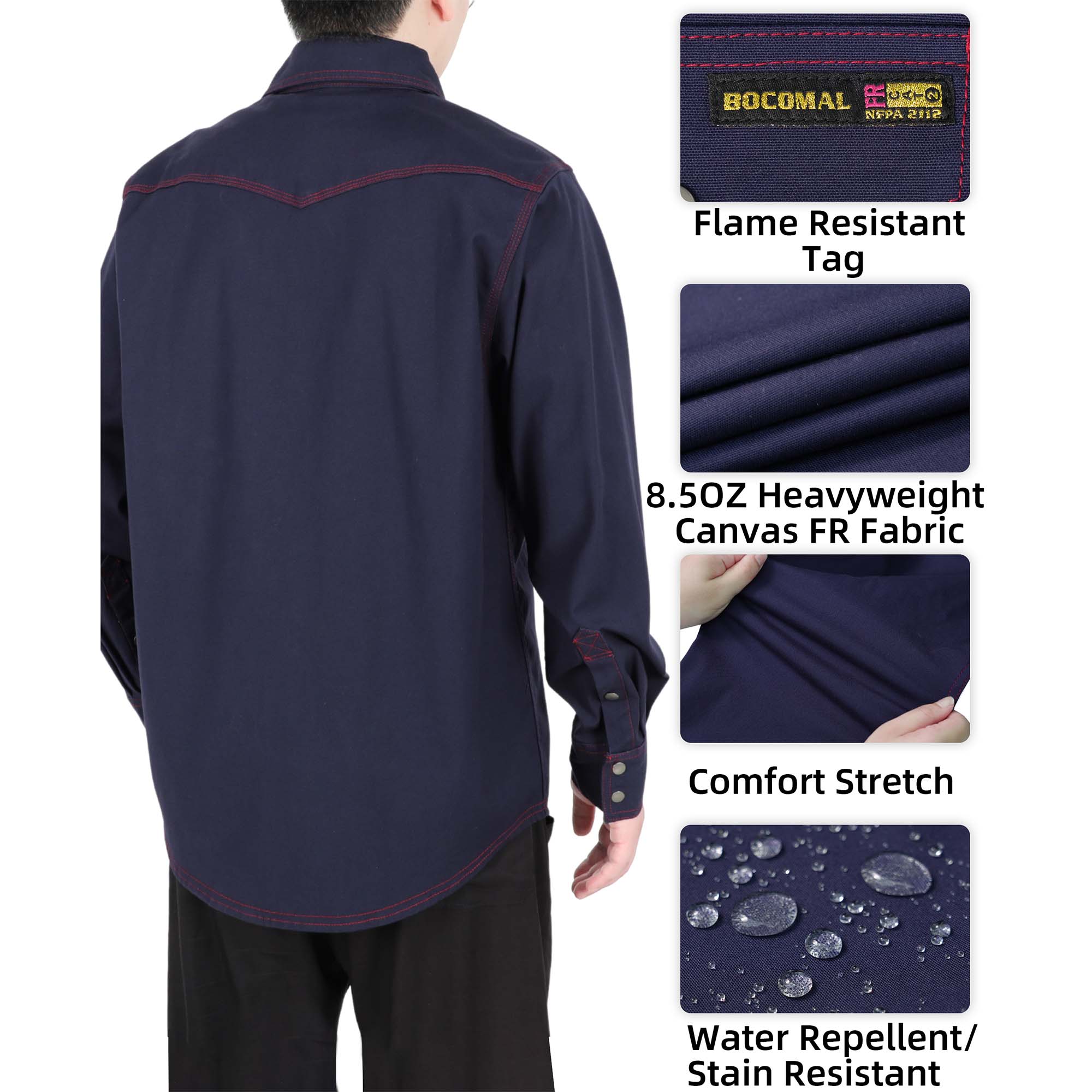 8.5OZ Heavyweight Stretch Canvas FR Welding Shirts-0932