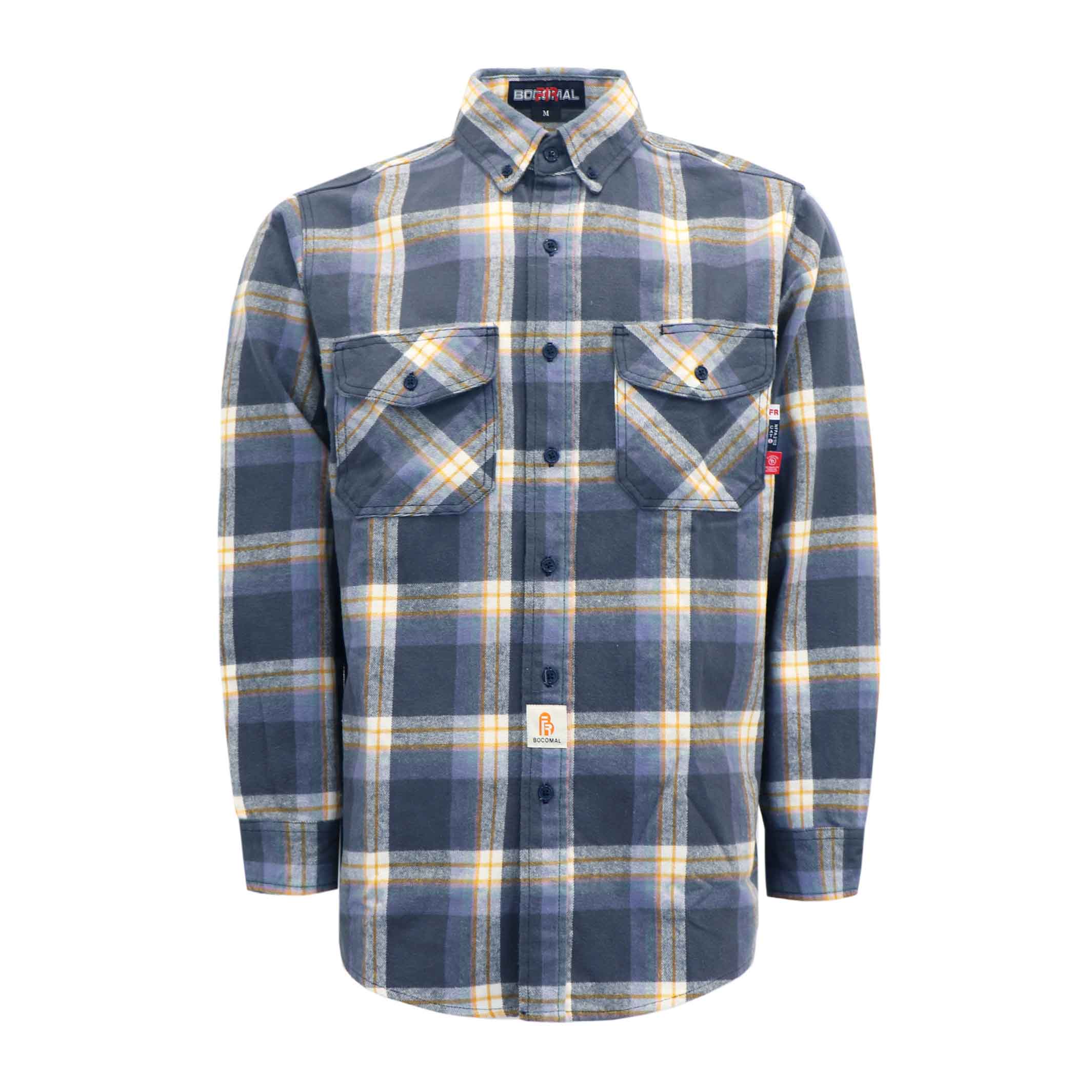 9.5OZ Plaid Flannel Shirts With Button-3818
