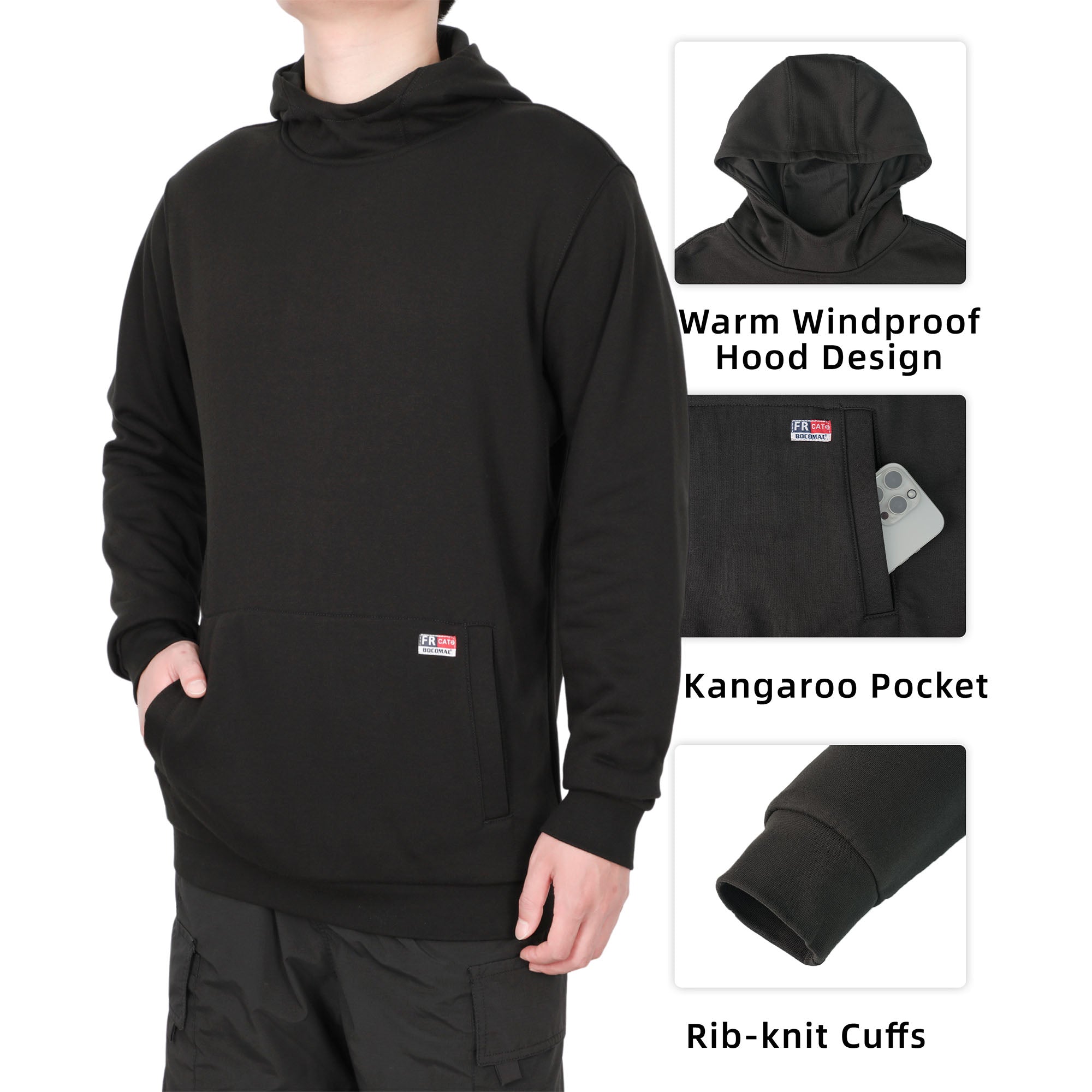 12.5OZ Heavyweight Permanent FR Modacrylic Cotton Hooded Sweatshirts-9634/9534