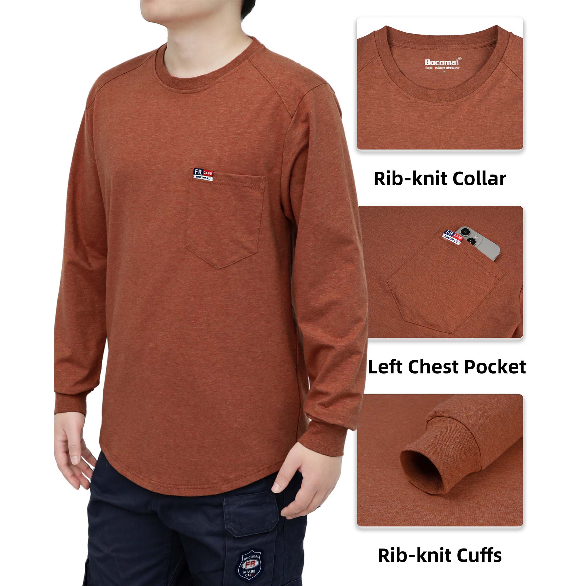 6OZ Crewneck Cotton Tencel Heather Blended FR Work T-Shirt - A335