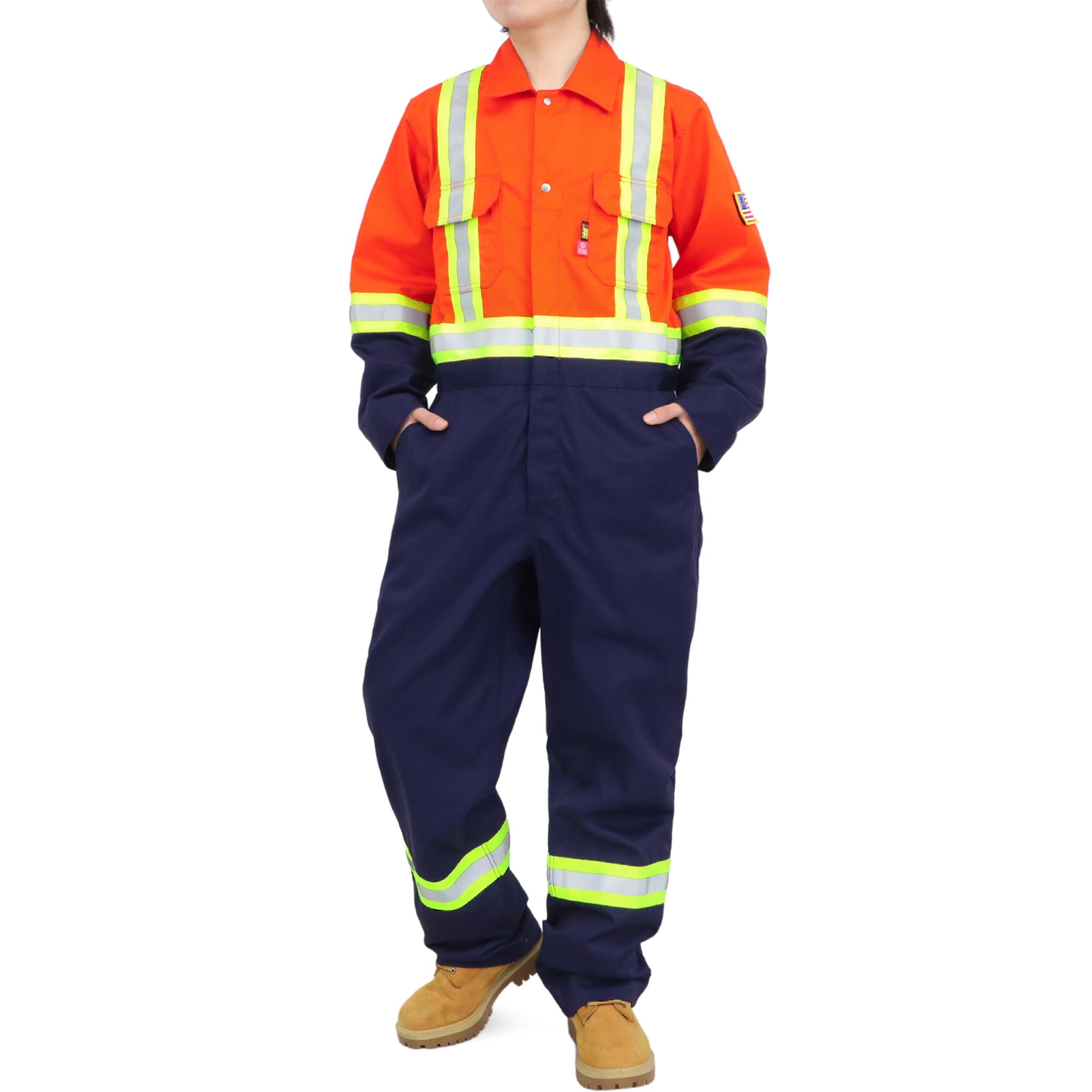 7.5OZ Cotton Twill FR Hi Vis Work Coverall - 2401HV