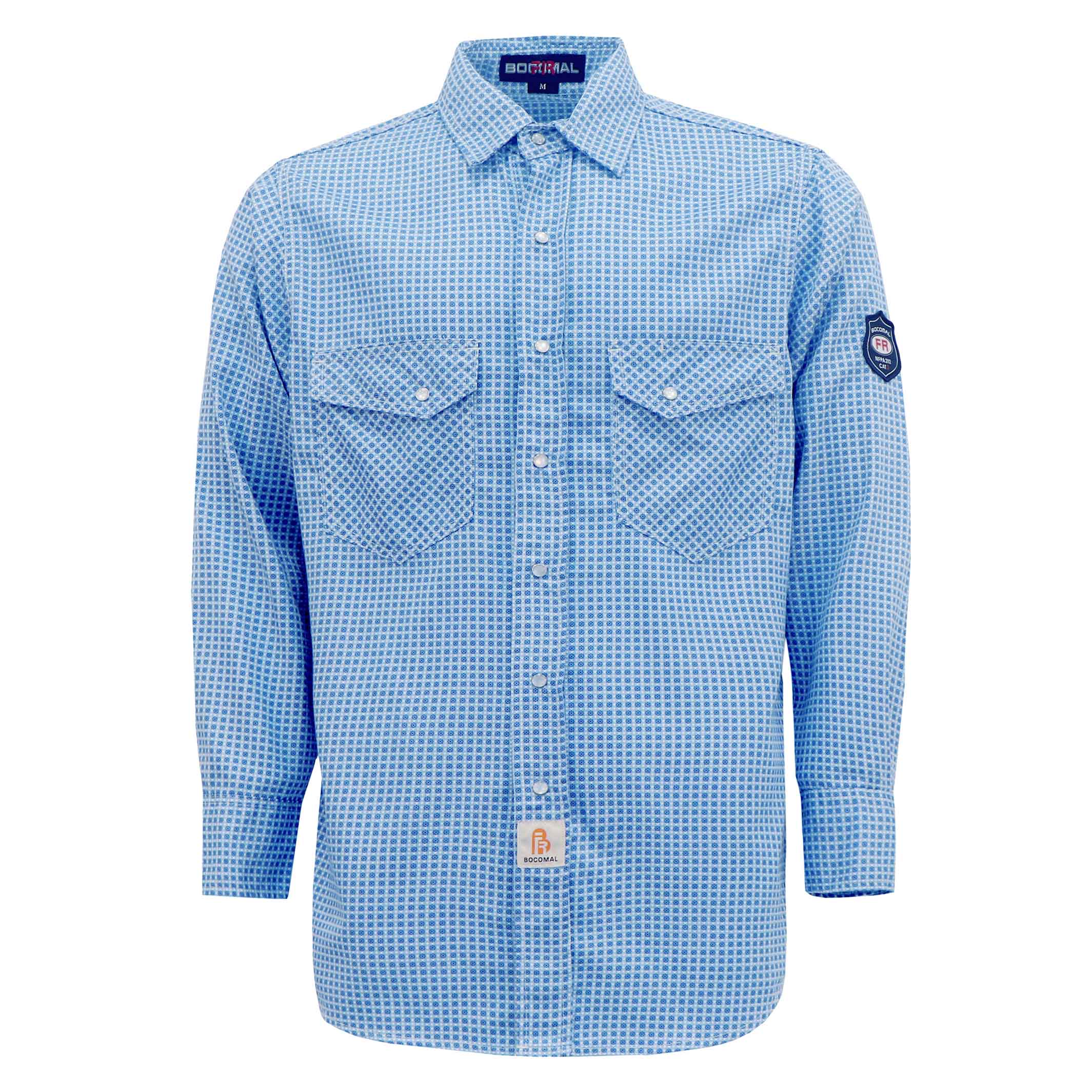 6.5OZ Printed Plaid Shirts With Pearl Snap-0916