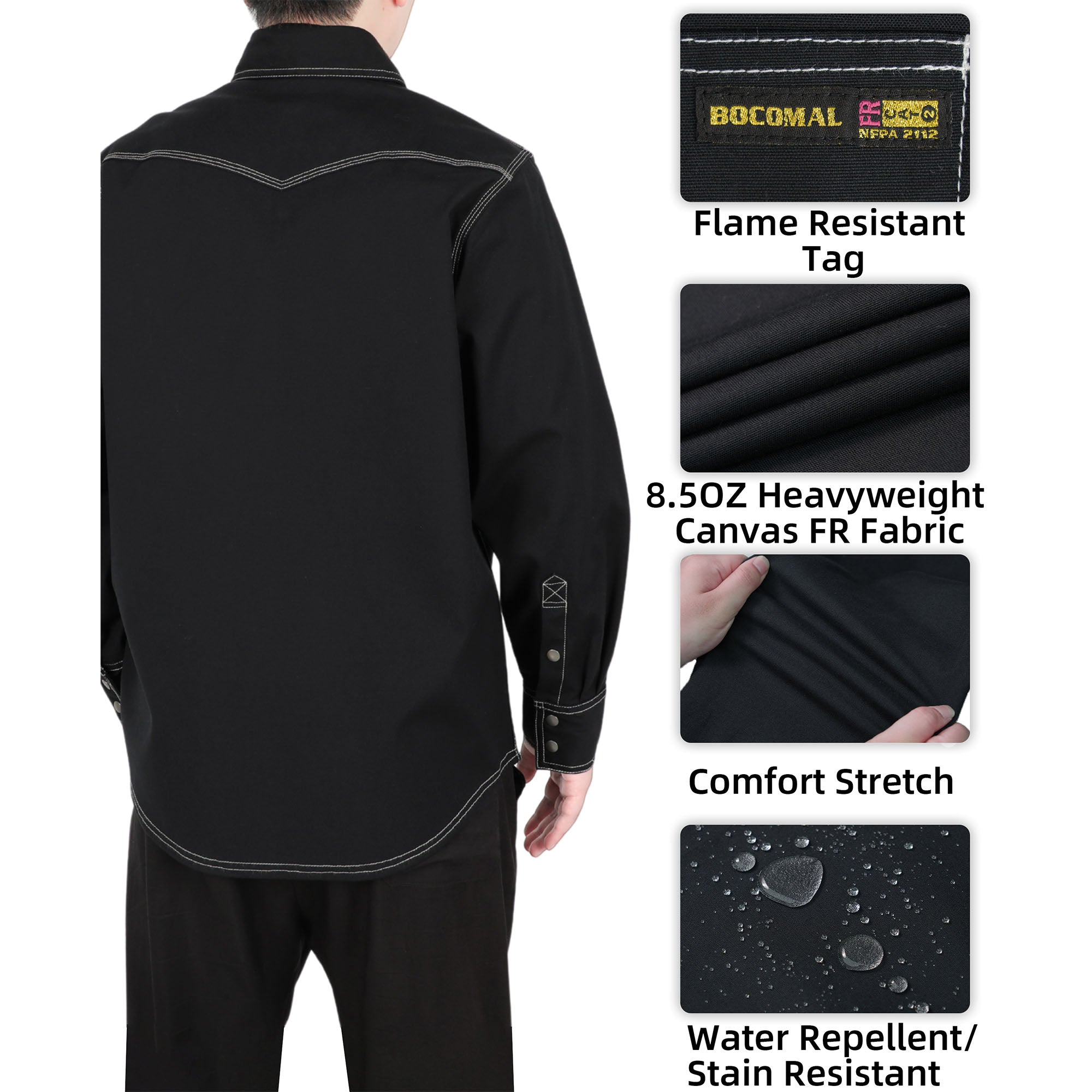 8.5OZ Heavyweight Stretch Canvas FR Welding Shirts-0932