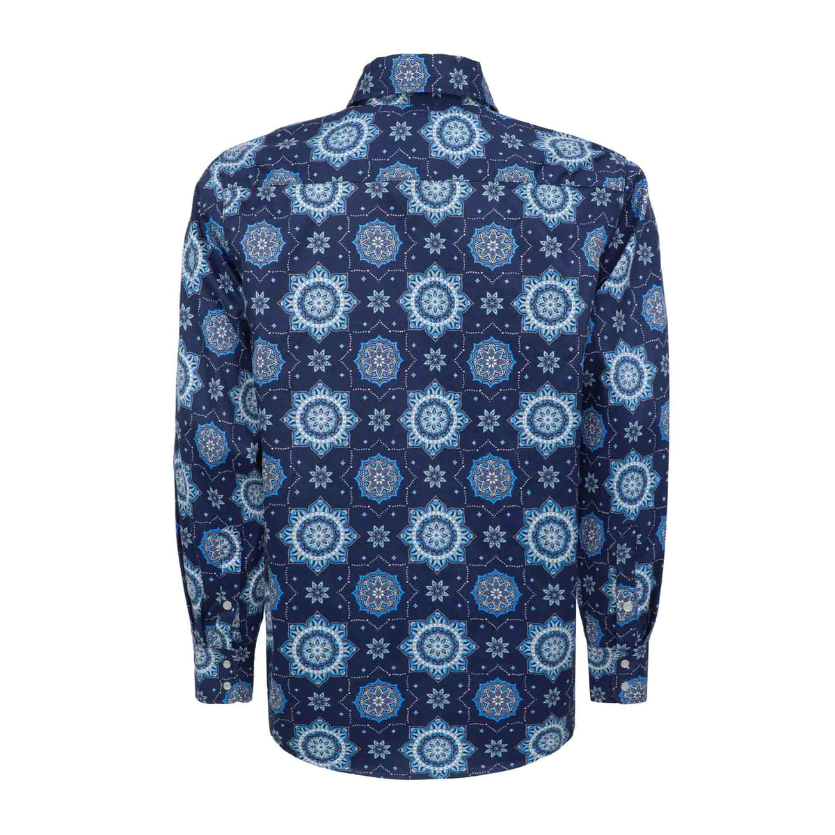 Bocomal navy pearl snap FR work shirt product view