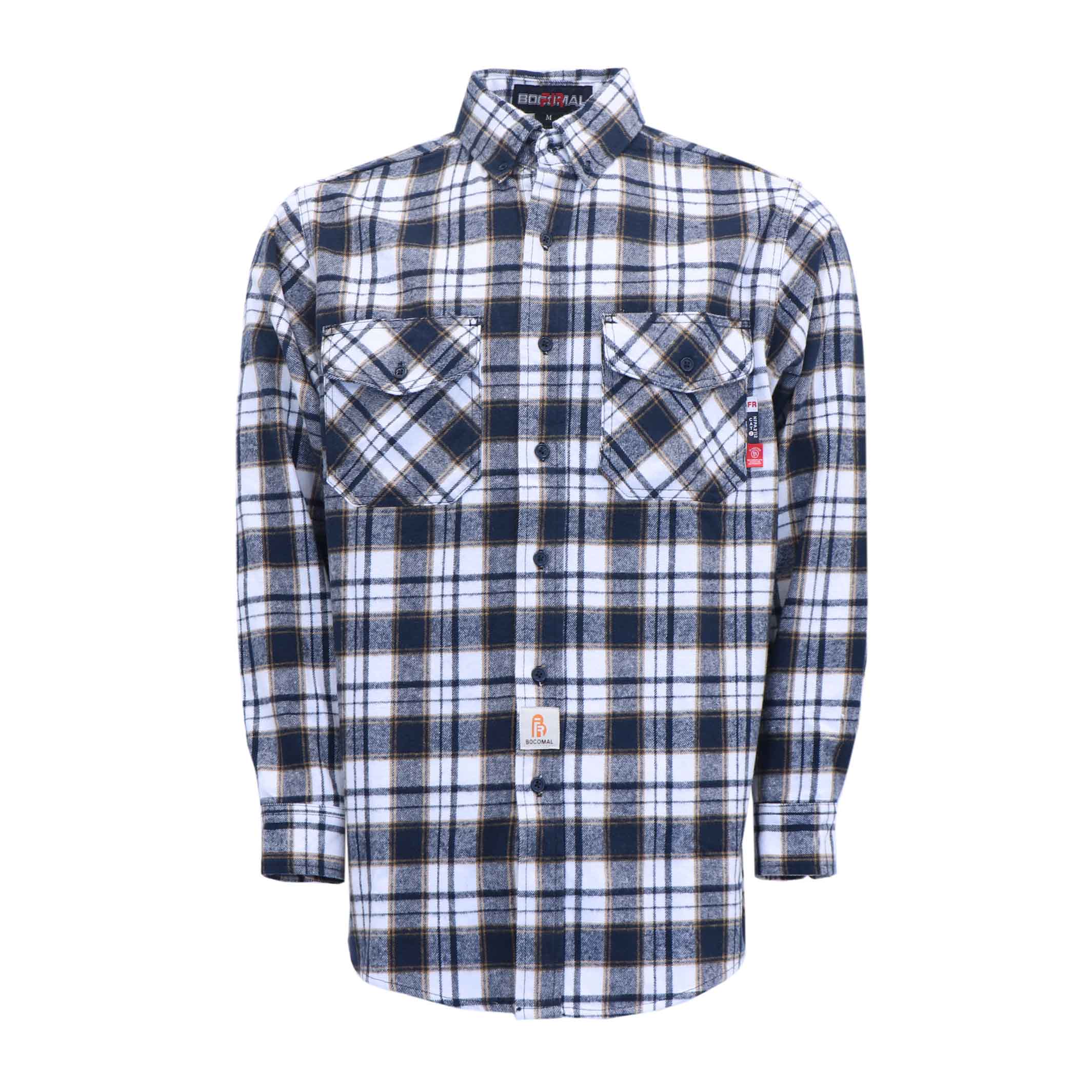 9.5OZ Plaid Flannel Shirts With Button-3818