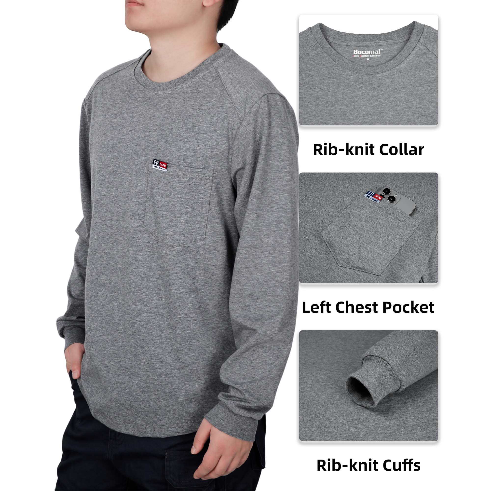 6OZ Crewneck Cotton Tencel Heather Blended FR Work T-Shirt - A335
