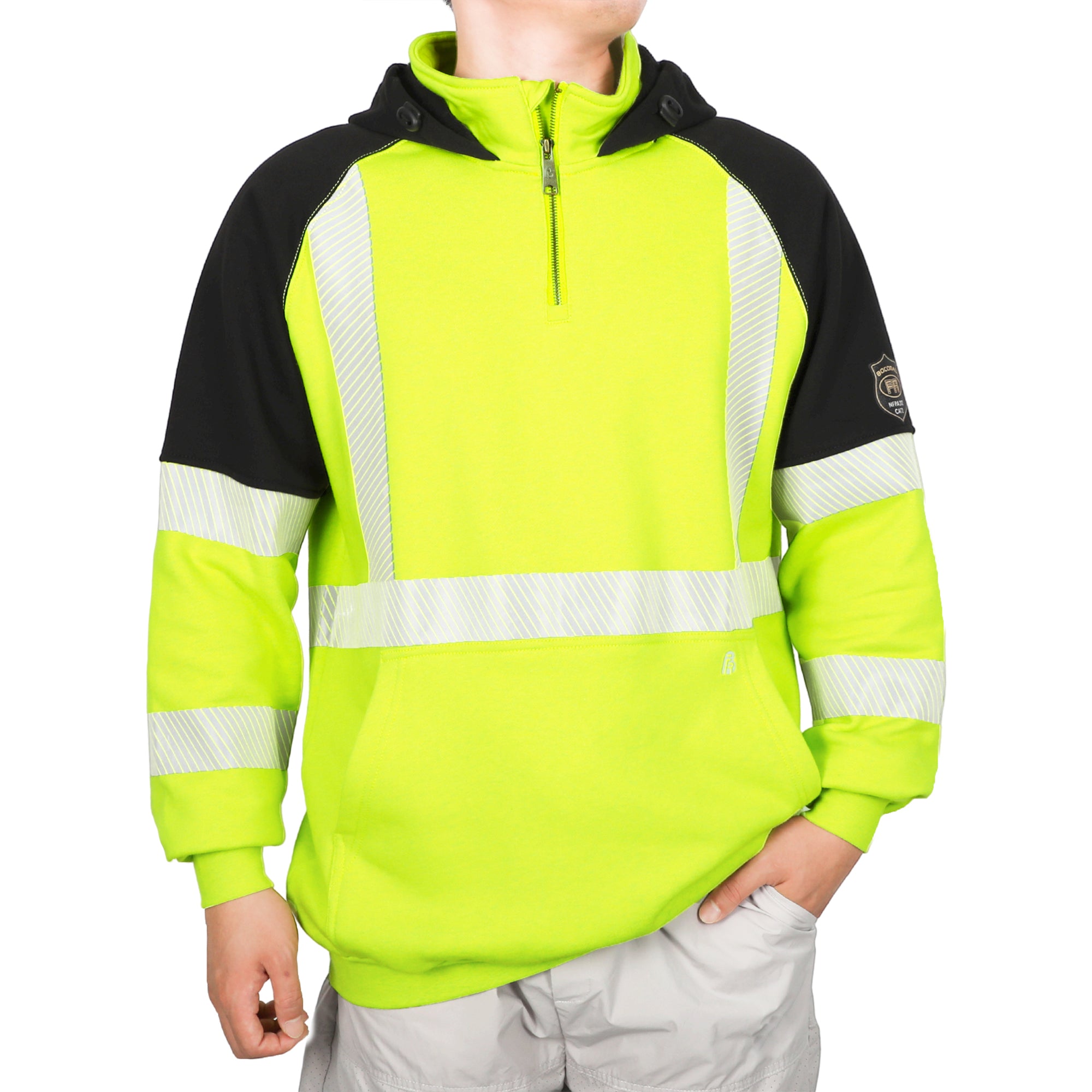 12OZ Heavyweight Cotton Fleece Reflective FR Hi-Vis Hoodies-8931HV