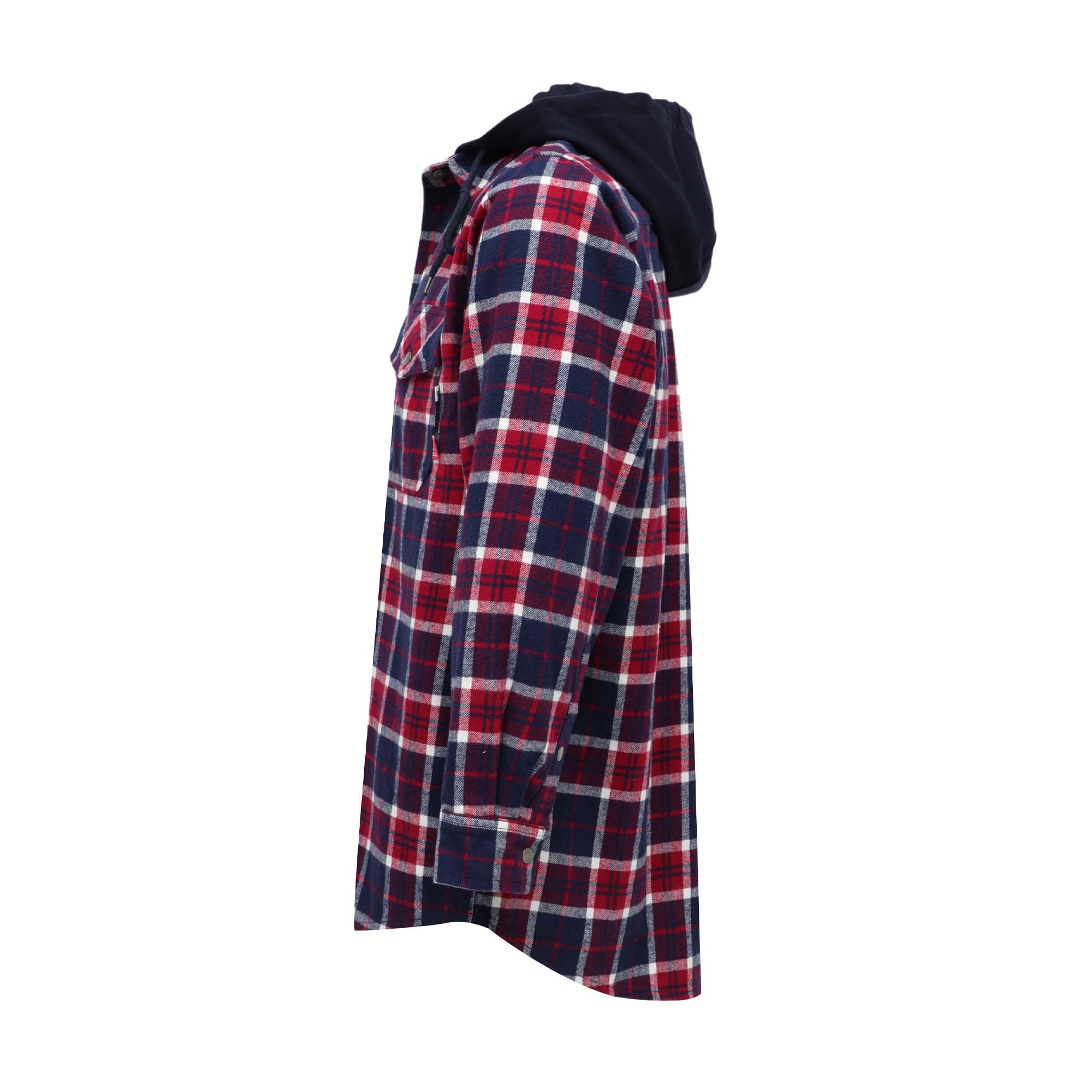8.5OZ Plaid Flannel Shirts With Hoodie-3818H