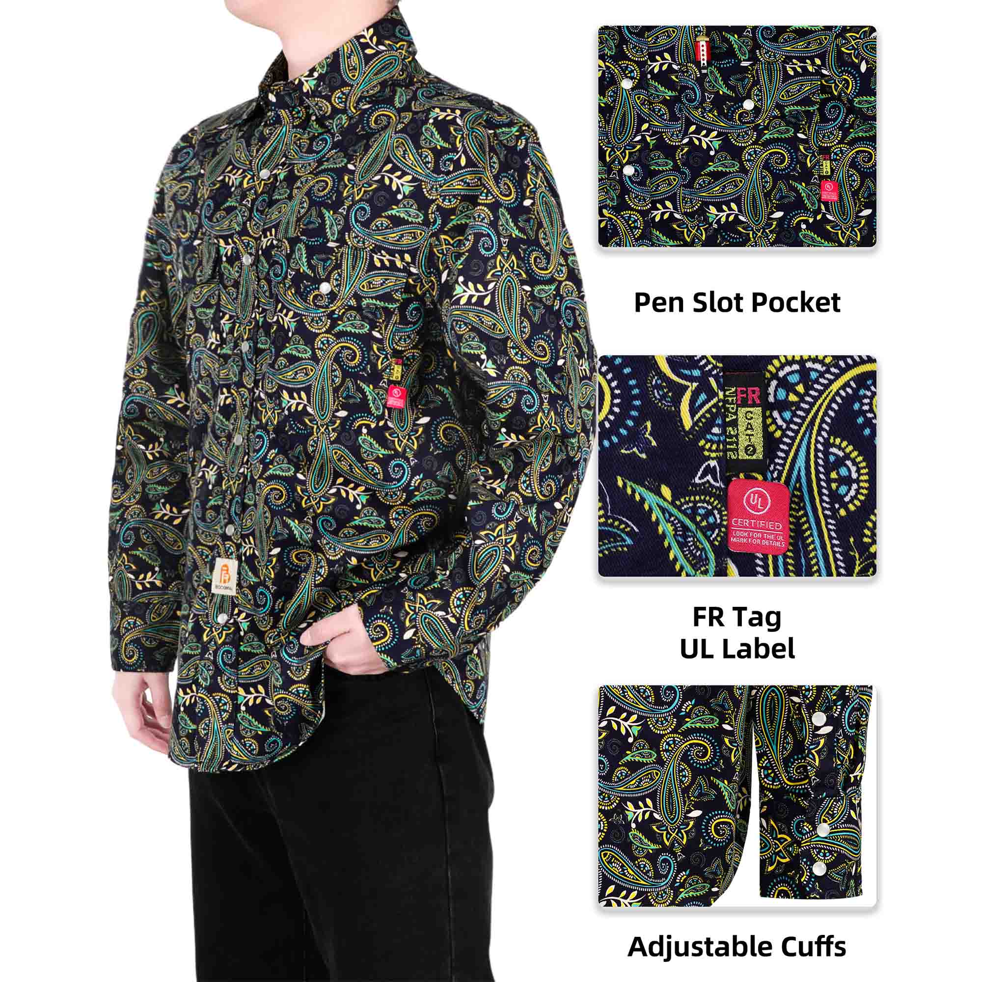 6.5OZ Lightweight Printed FR Shirts With Pearl Snap (Clearance: Limit 2pcs)