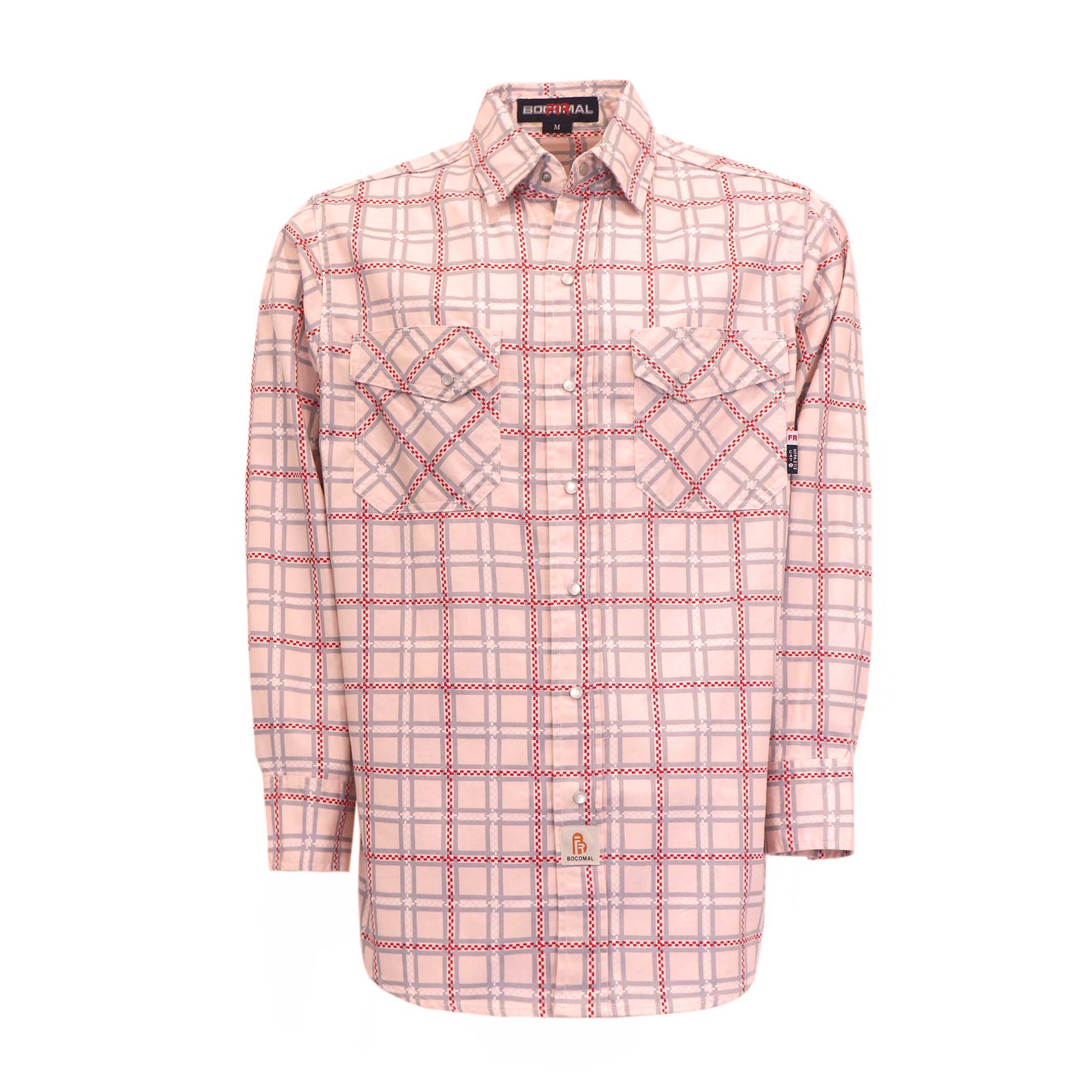 6.5OZ Printed Plaid Shirts With Pearl Snap (Final Sale)-3916
