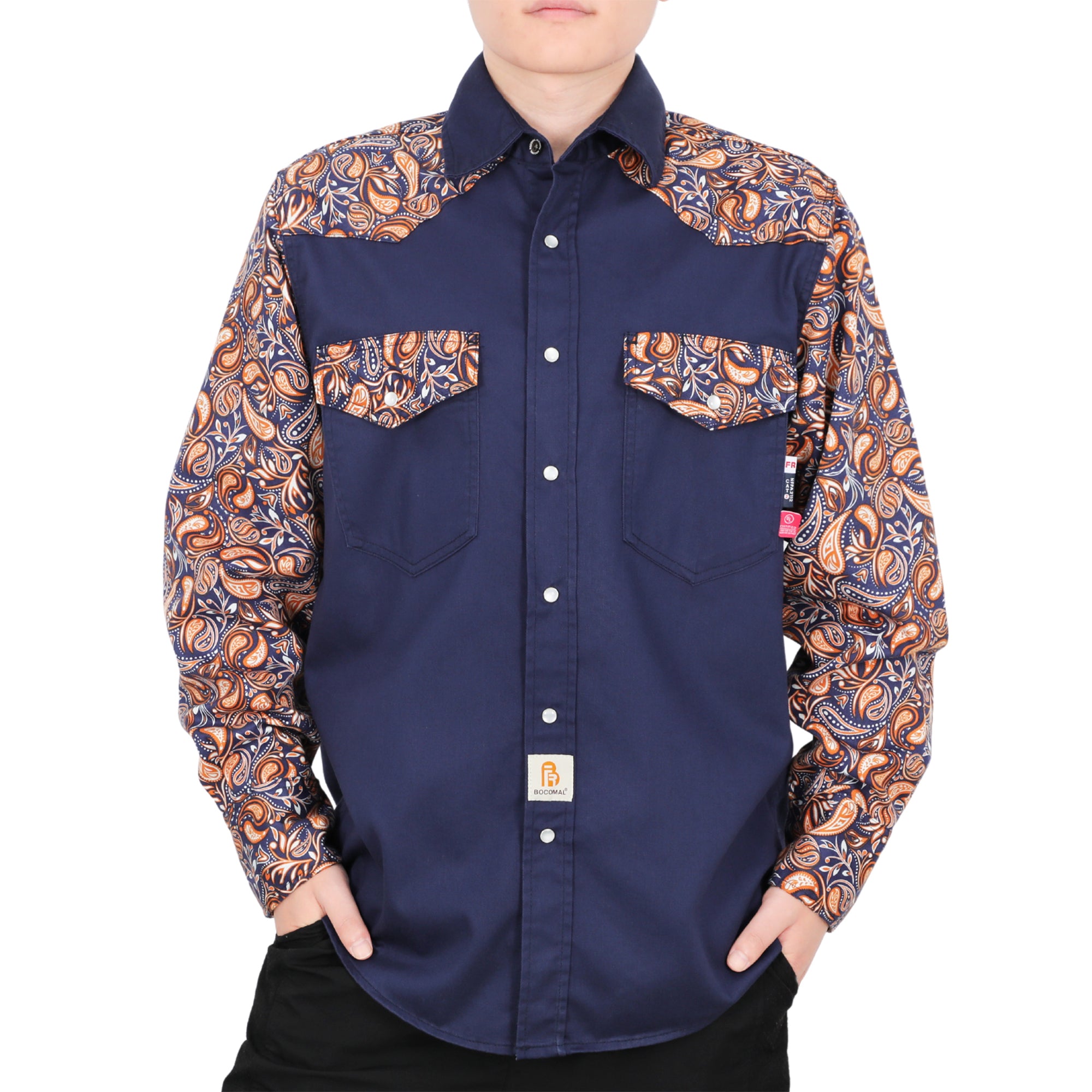 6.5OZ Pattern Spliced Flame Resistant Welding Work Shirt