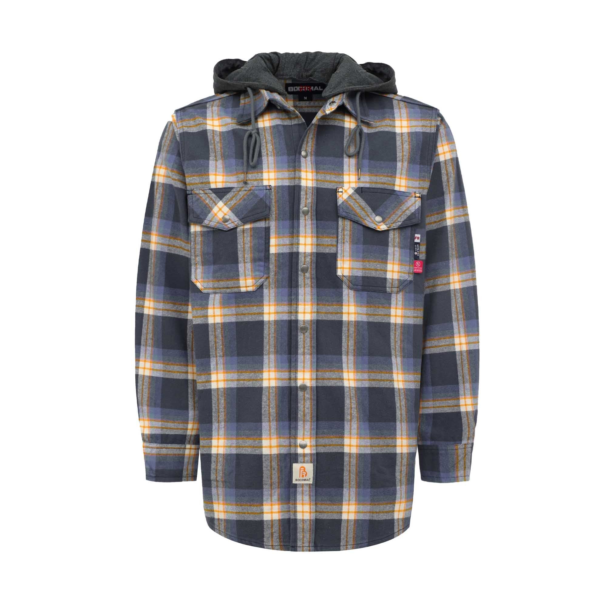 8.5OZ Plaid Flannel Shirts With Hoodie-3818H