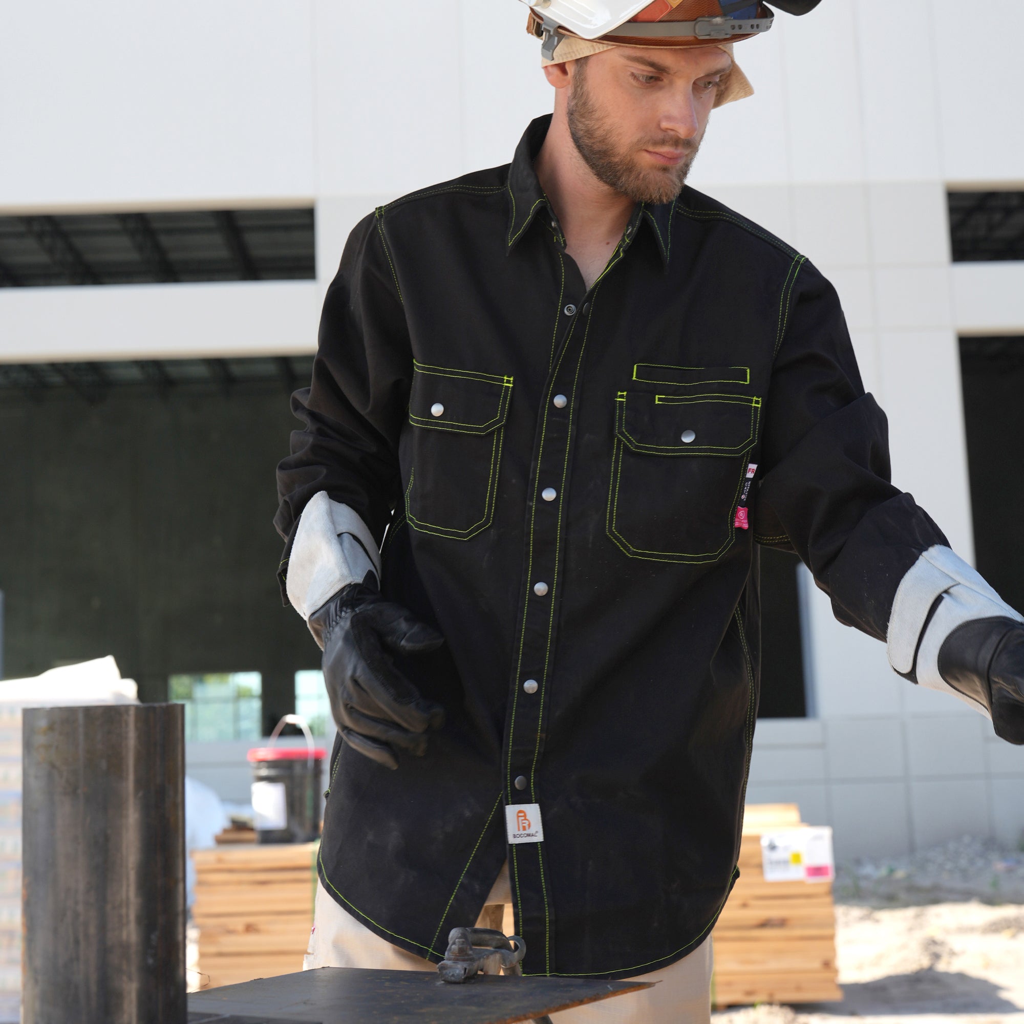 7.5OZ Solid Color  Shirts With Metal Button/Decorative Thread -3701