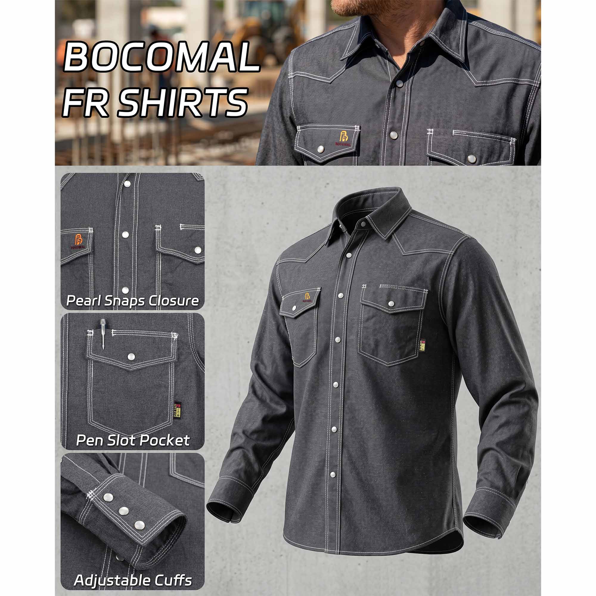 6.5OZ FR Work Shirt With Pearl Snap-0939