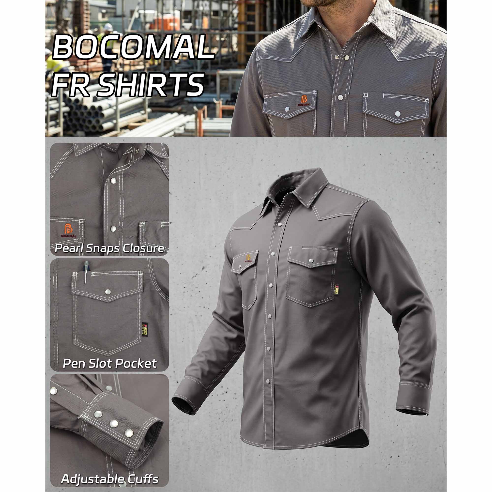6.5OZ FR Work Shirt With Pearl Snap-0939