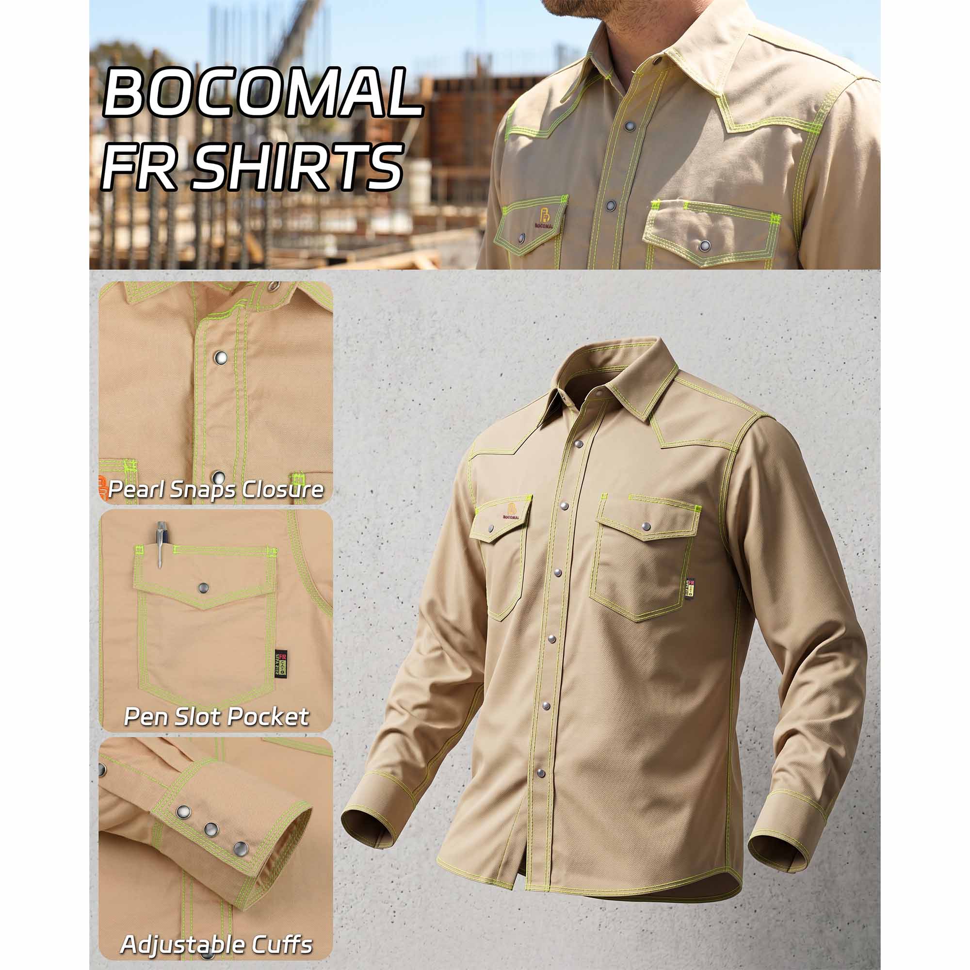 6.5OZ FR Work Shirt With Pearl Snap-0939