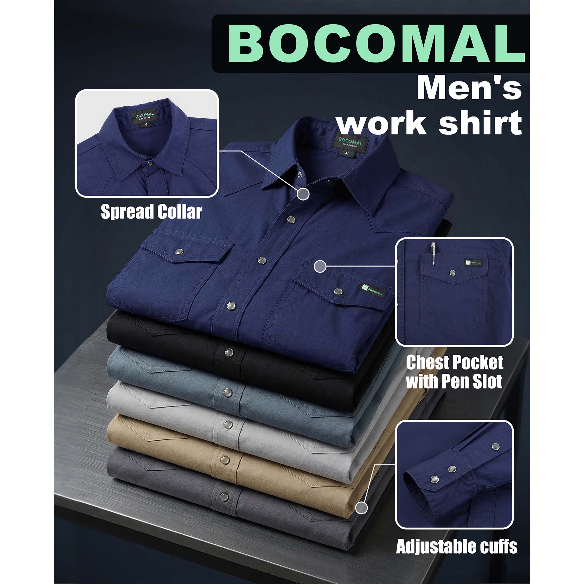 5OZ Lightweight 100% C Chambray Work Shirts(NON-FR) - SH041Q
