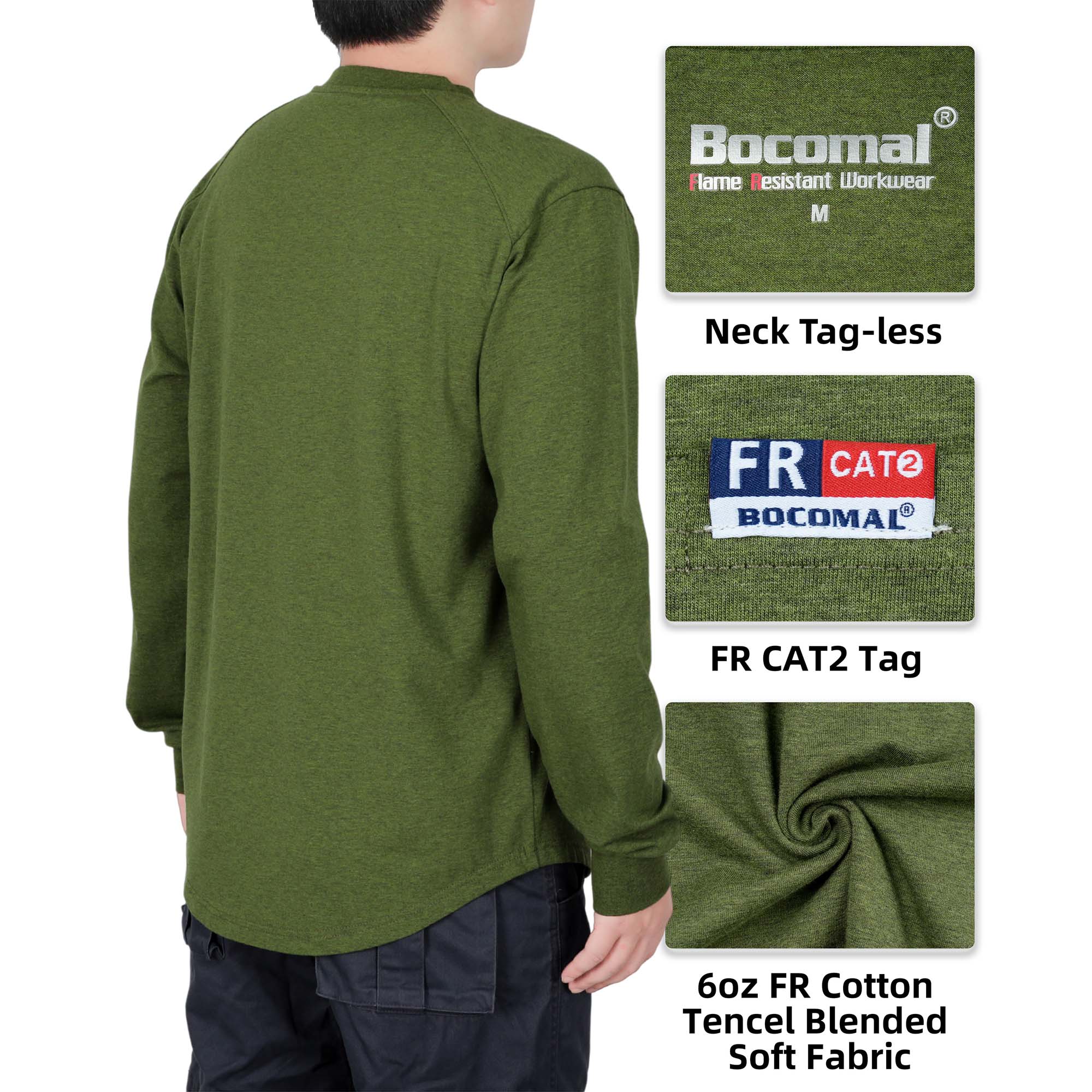 6OZ Crewneck Cotton Tencel Heather Blended FR Work T-Shirt - A335