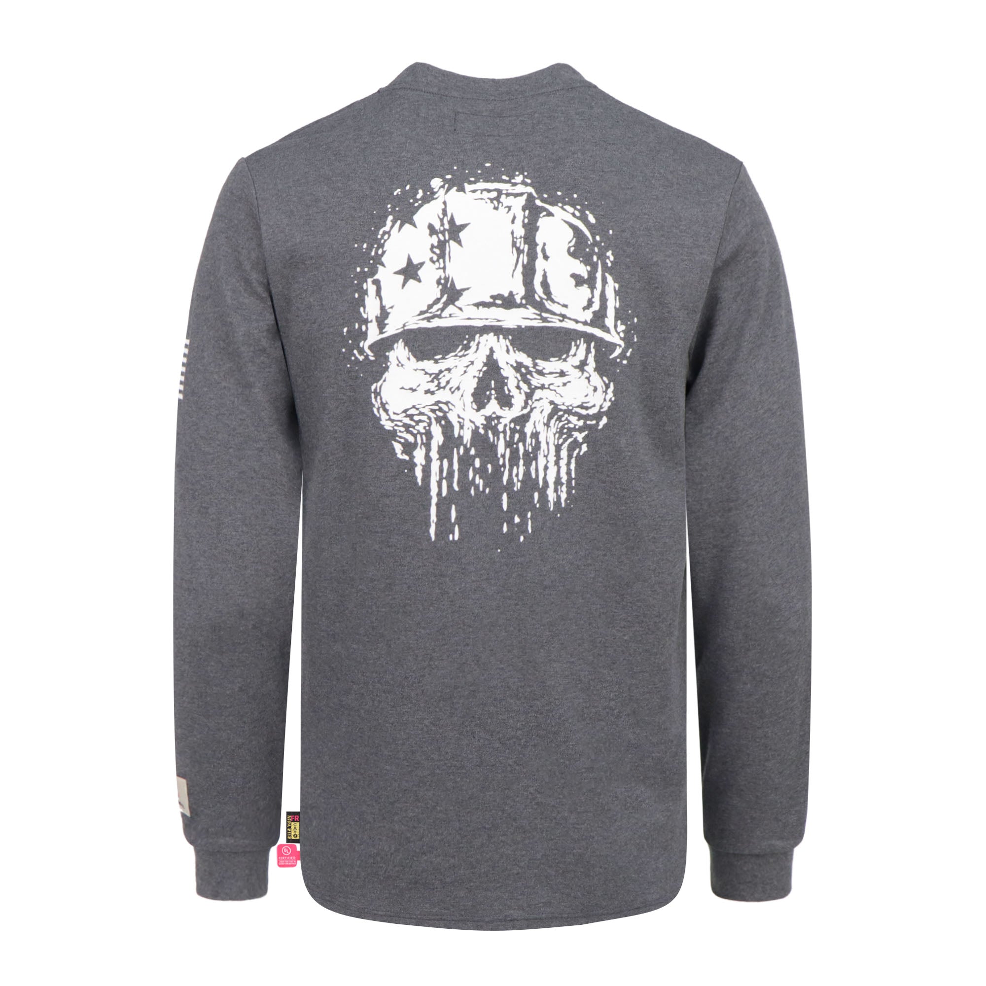7OZ Midweight FR Flag/Skull Print Henley T-Shirts -D1203