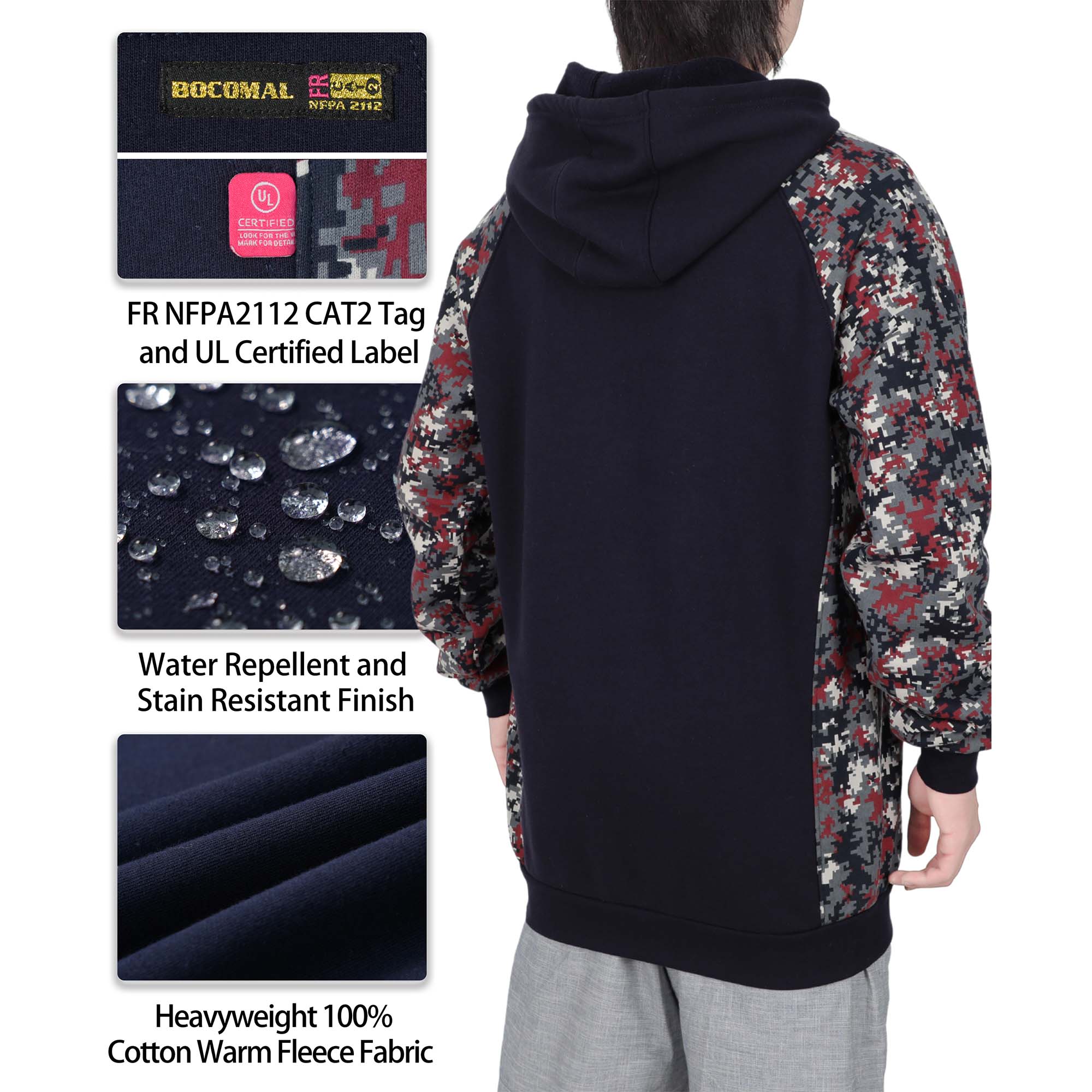 12OZ Heavyweight Cotton Fleece FR Hooded Sweatshirts-9431C
