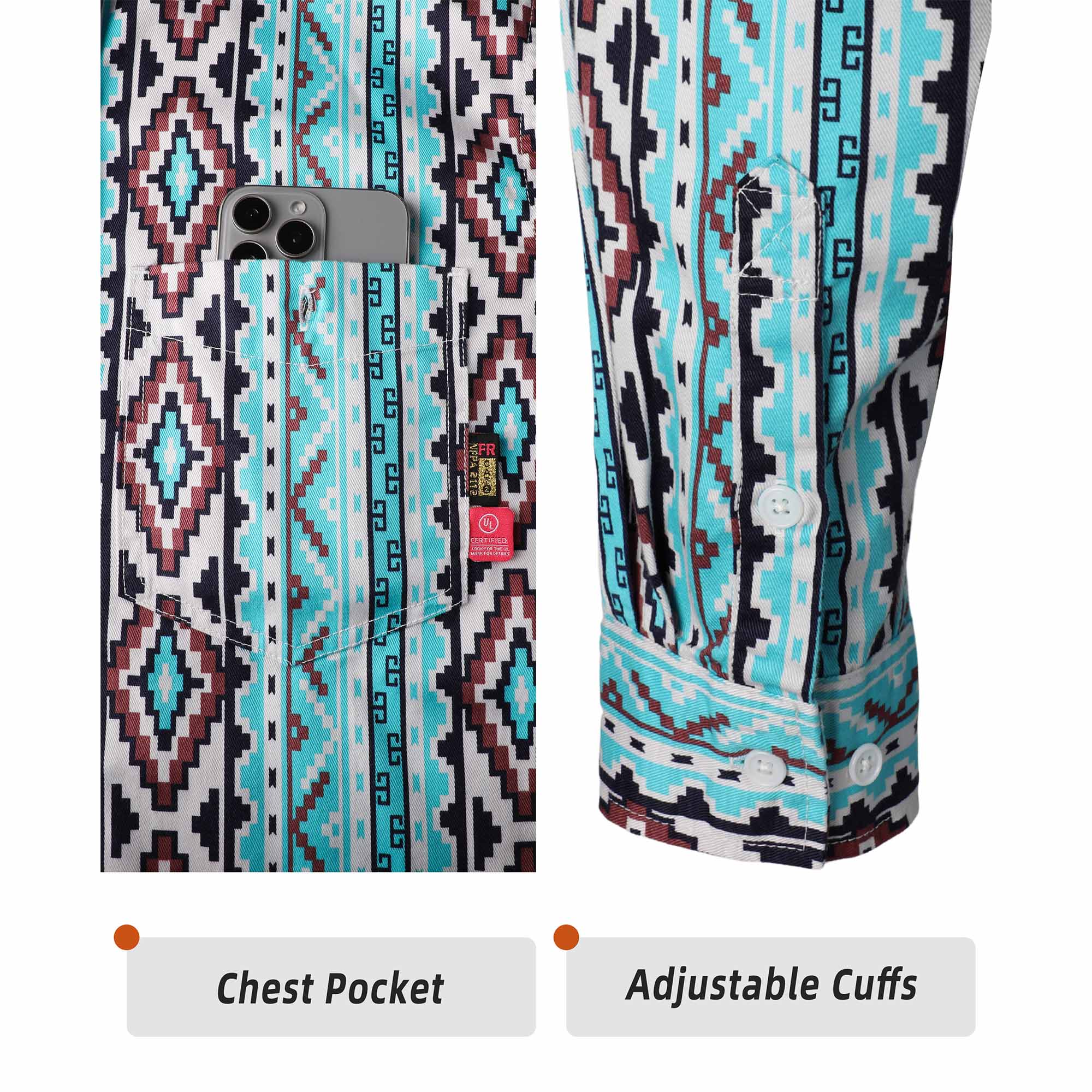 6.5OZ Printed Bohemia Button Down FR Work Shirt-0816A