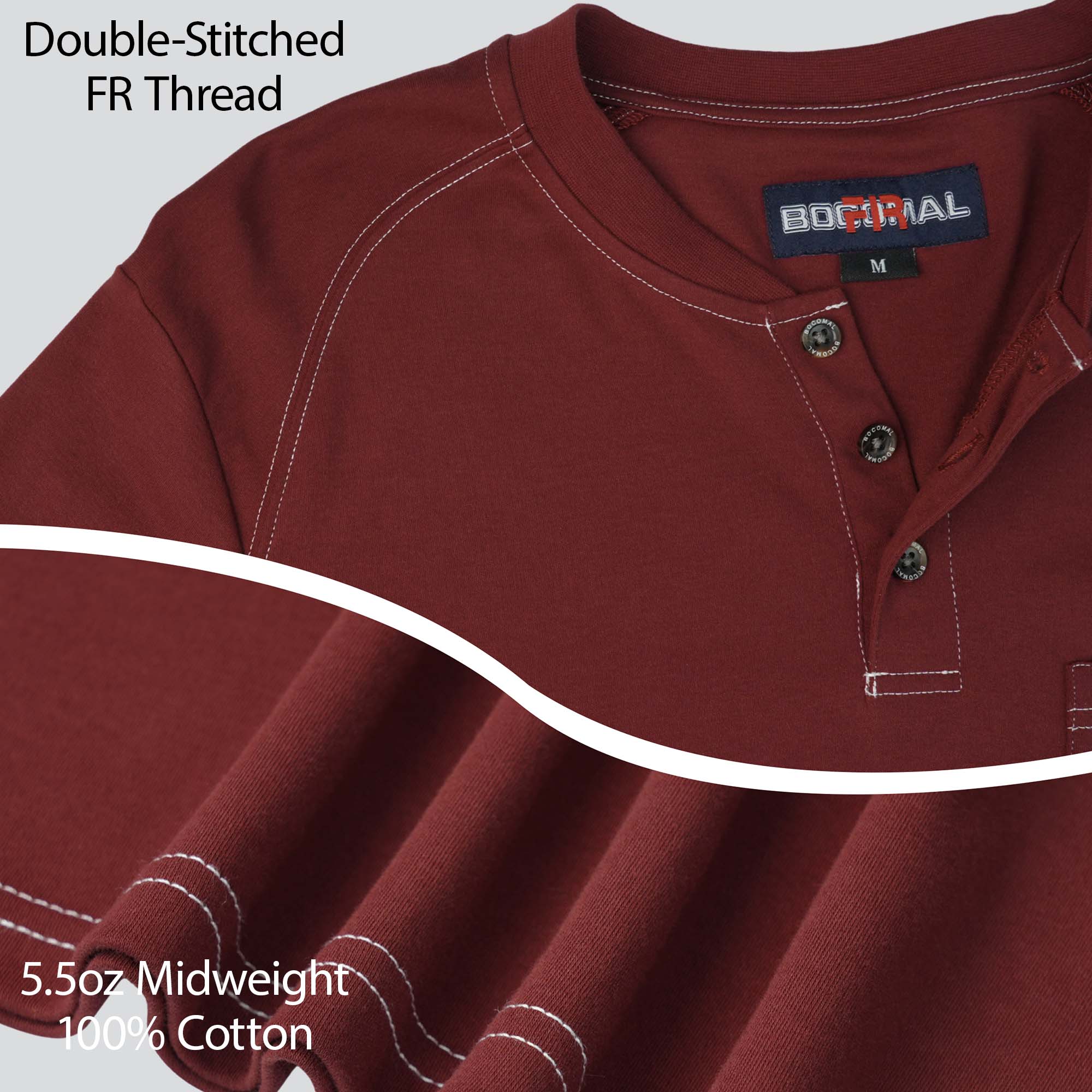 5.5OZ Cotton Henley FR Shirt -9108