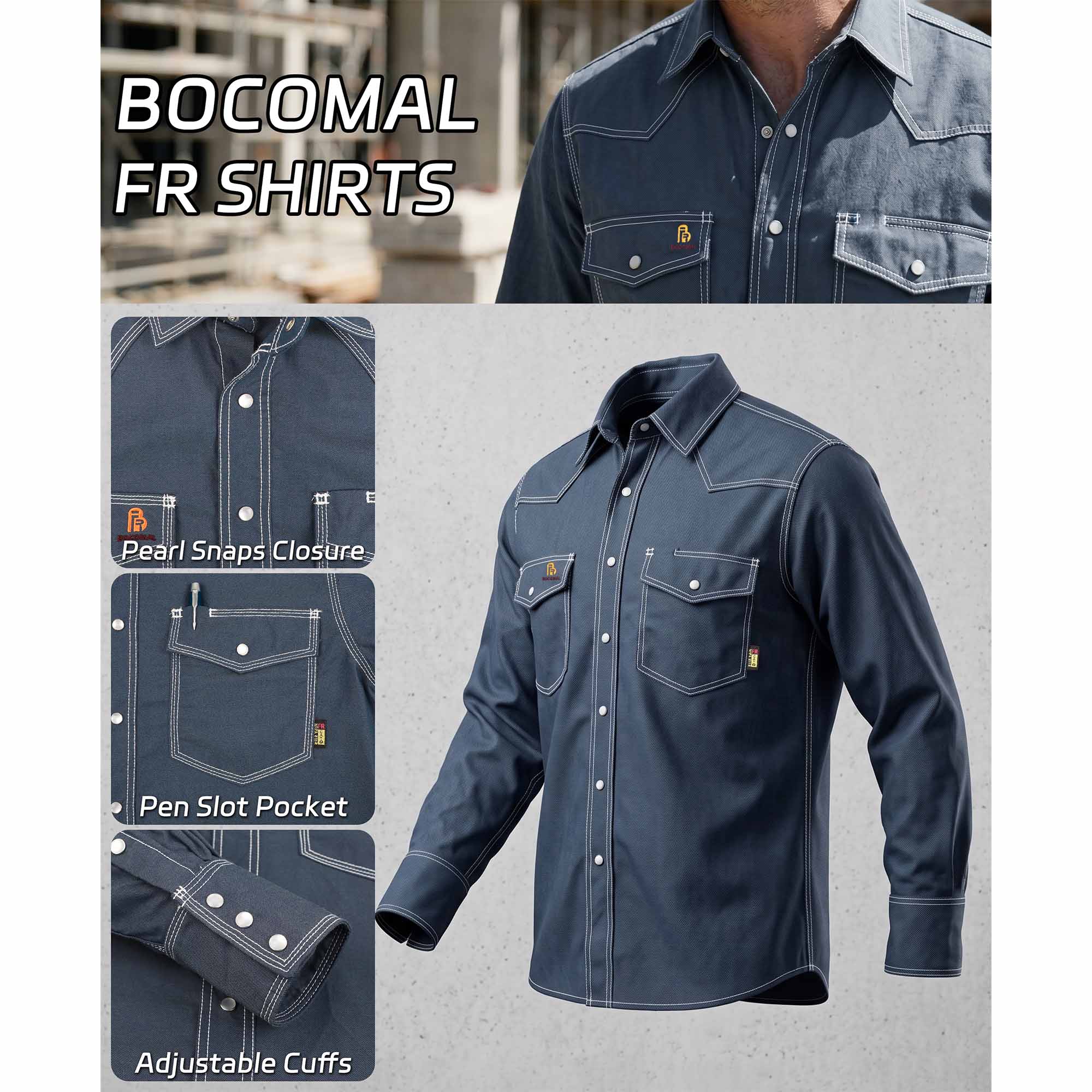 6.5OZ FR Work Shirt With Pearl Snap-0939