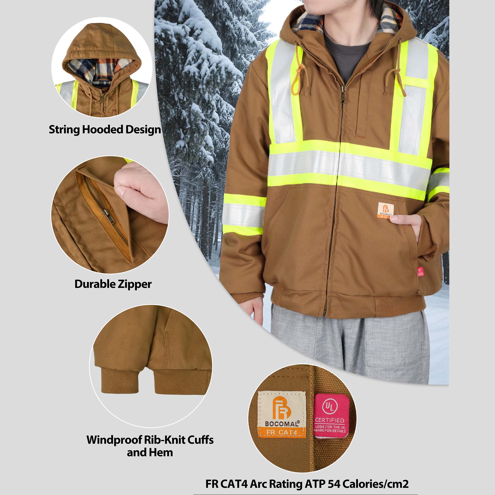 Insulated Hi Vis FR Heavyweight Water Repellent Stain Resistant Jacket -3004HV