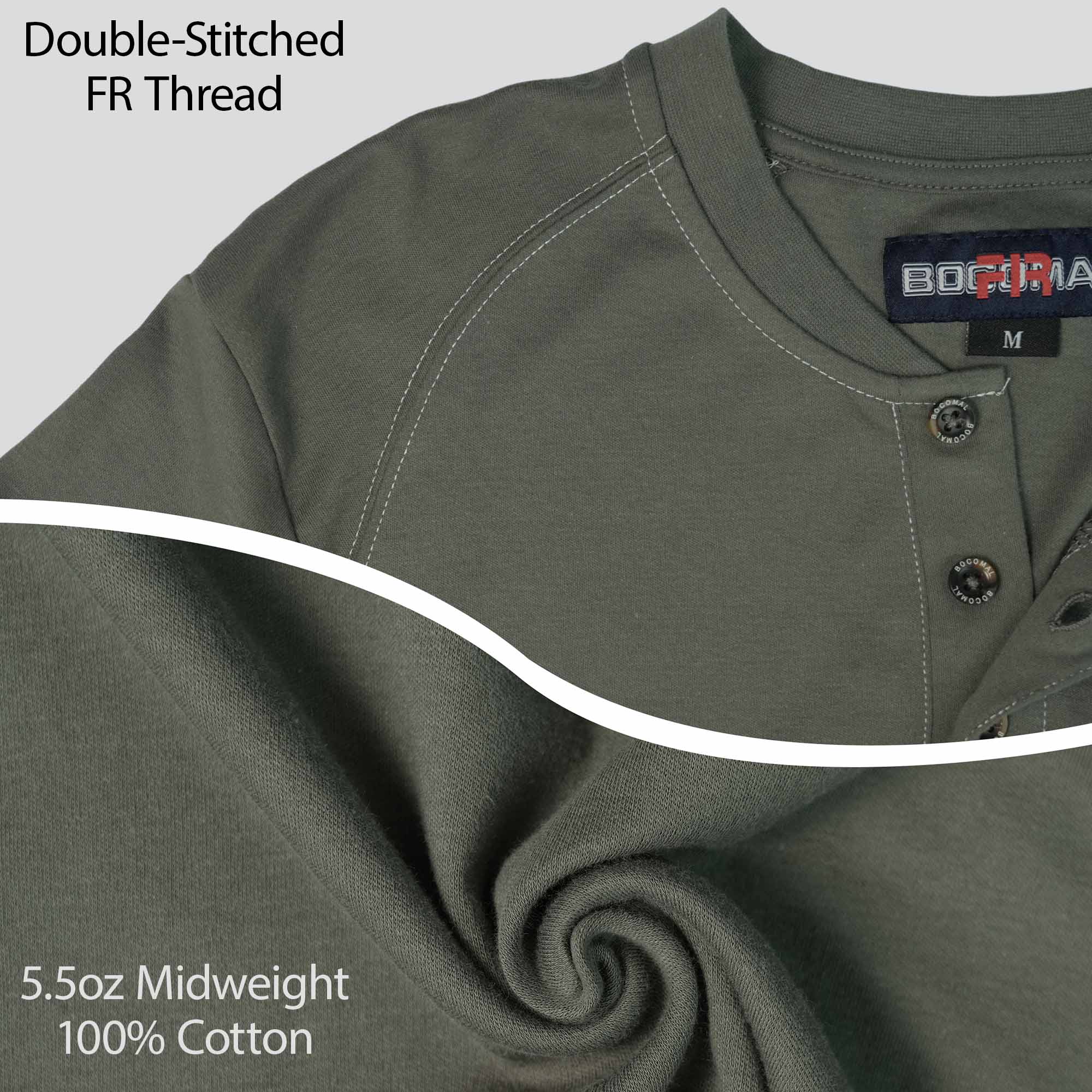 5.5OZ Cotton Henley FR Shirt -9108
