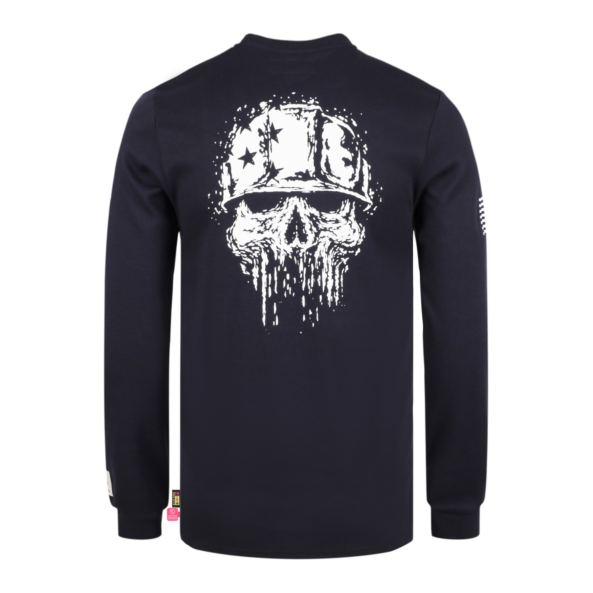 7OZ Midweight FR Flag/Skull Print Henley T-Shirts -D1203