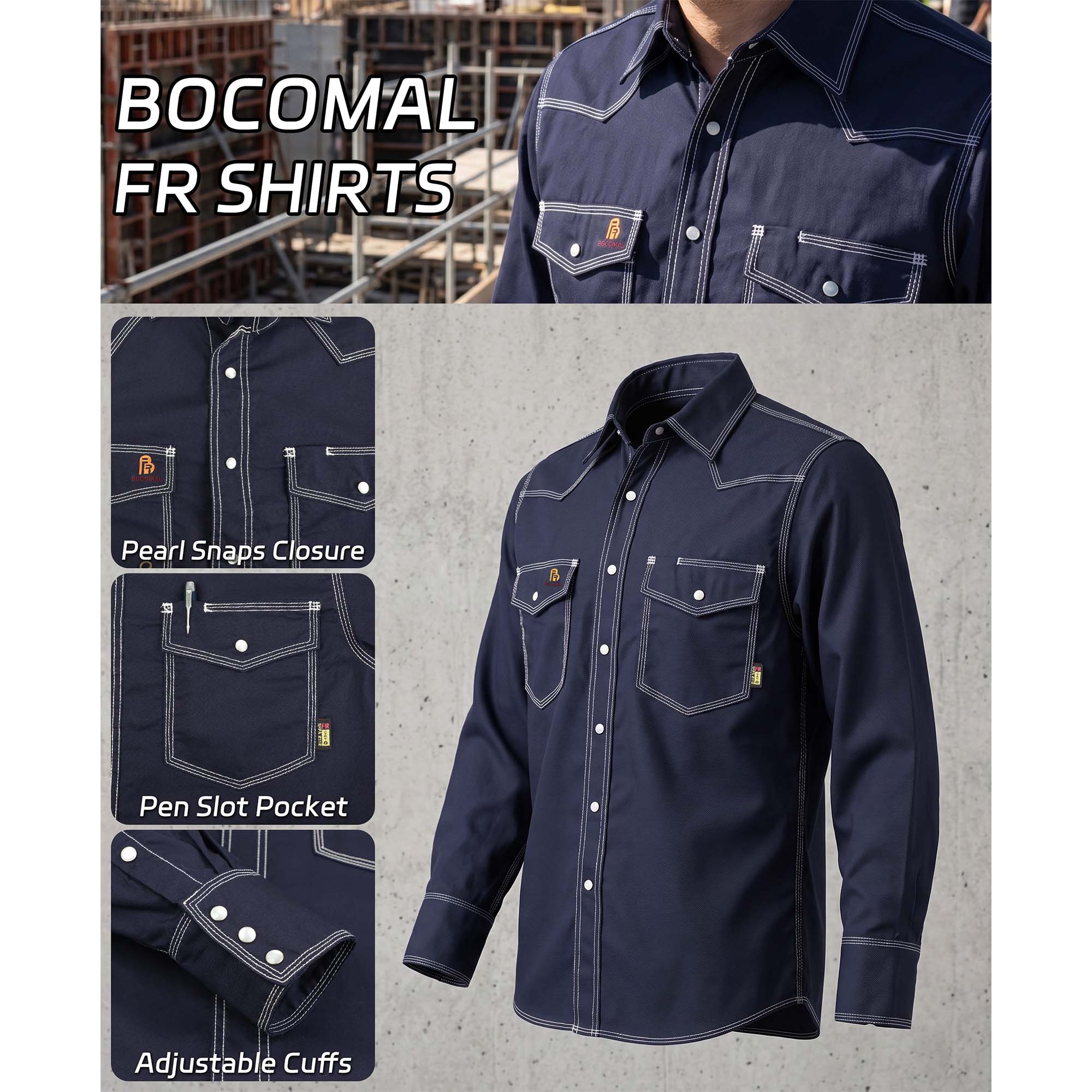 6.5OZ FR Work Shirt With Pearl Snap-0939